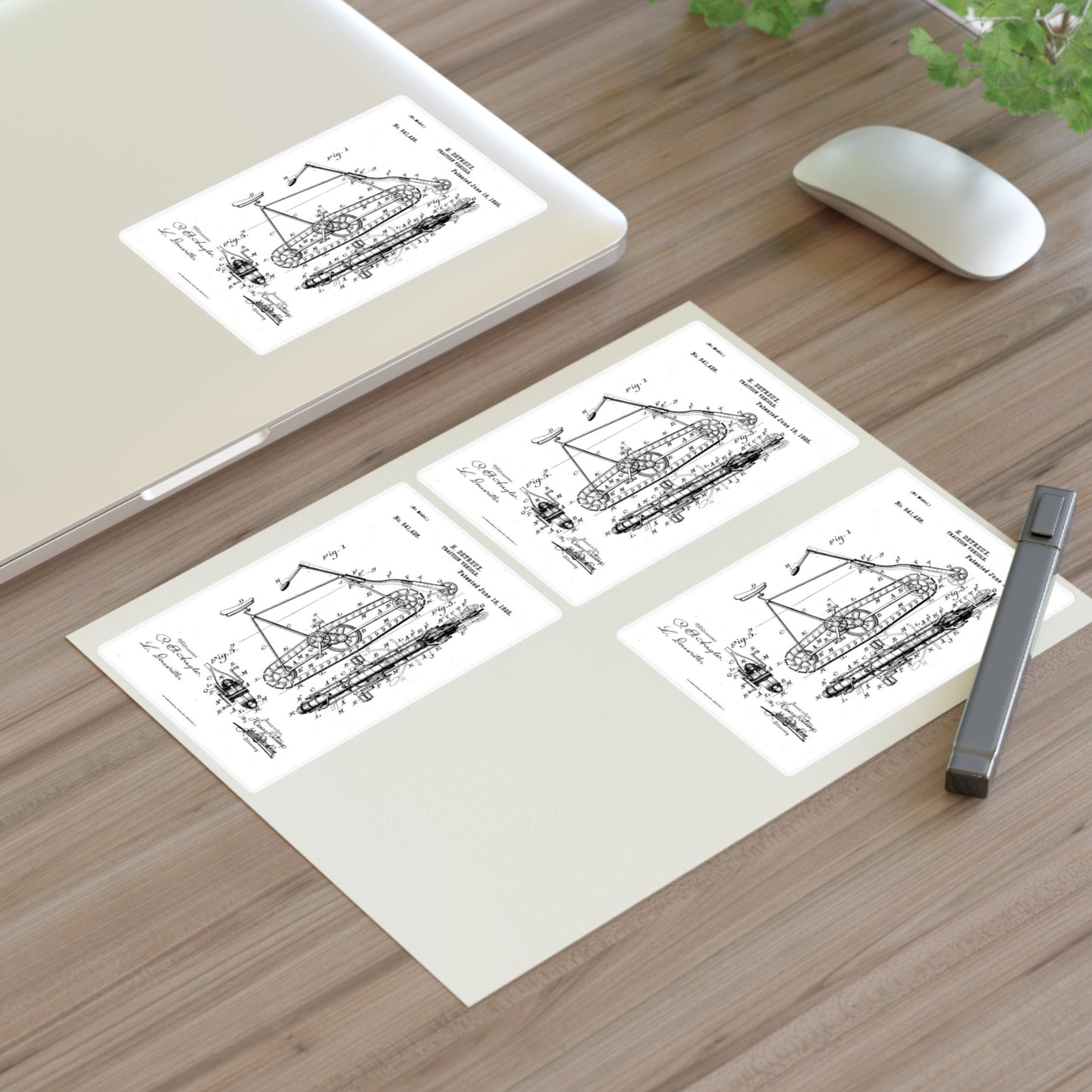 Patent drawing - Traction "Vehicle" (Bicycle Patent, 1895) Public domain image Laminated UV Protective Vinyl Stickers