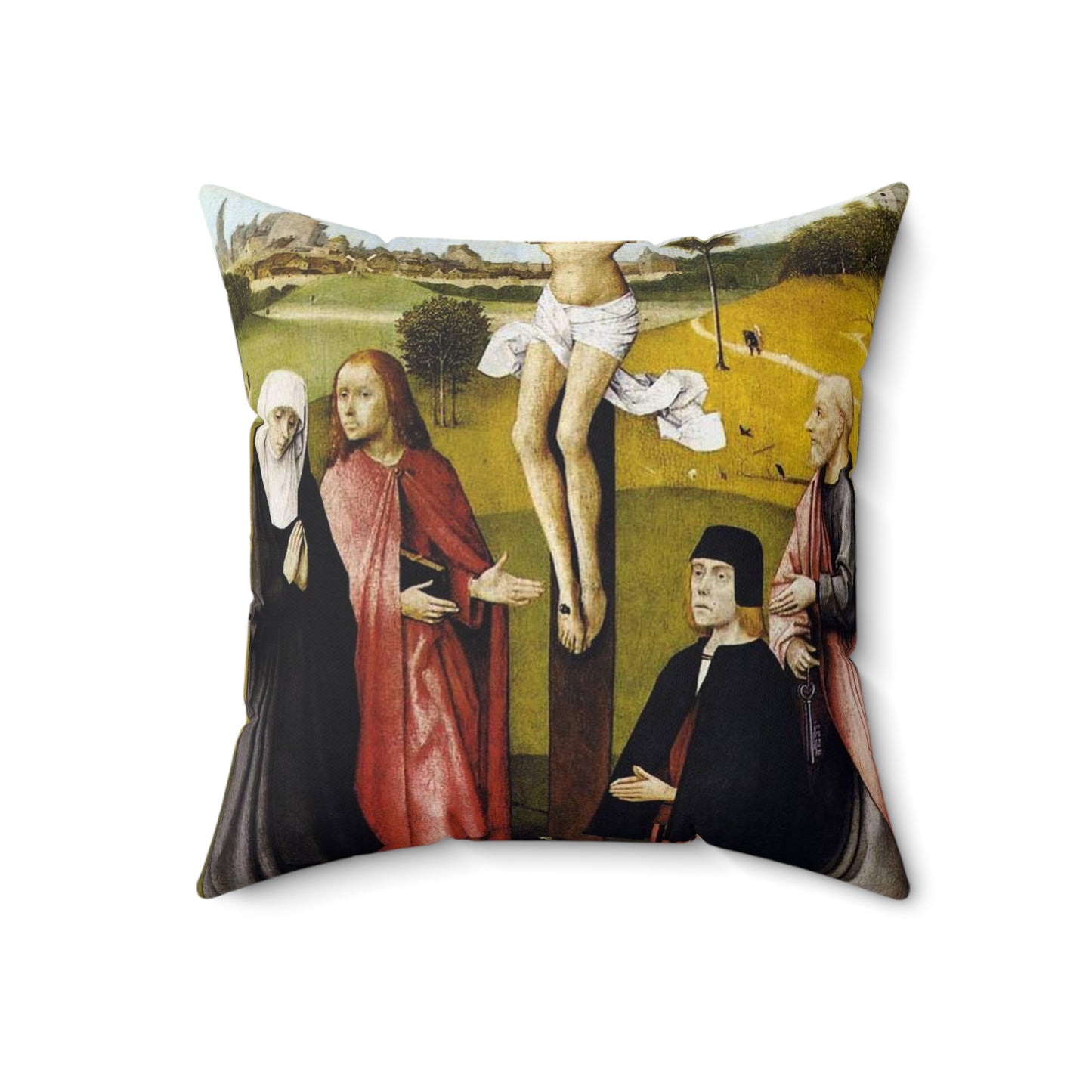 Hieronymus Bosch - CrucifixionWithADonorBosch Decorative Accent Square Pillow