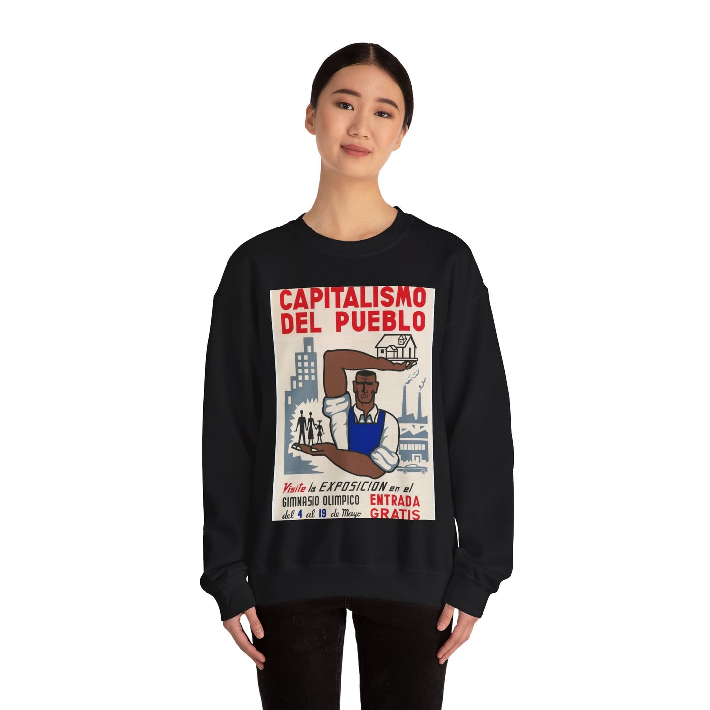 People's Capitalism Poster, United States information service propaganda Black Heavy Blend Adult Crew Neck SweatShirt