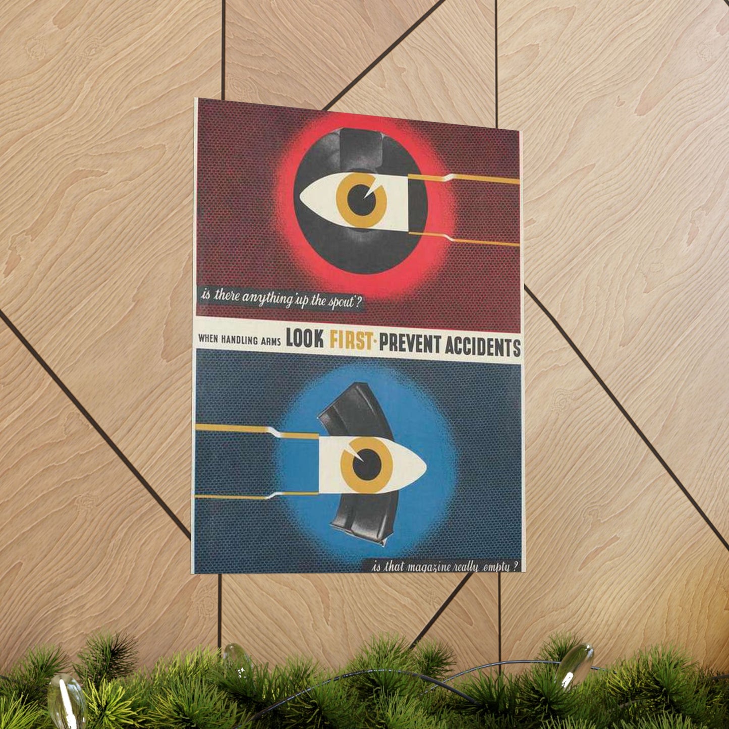 When Handling Arms Look First - Prevent Accidents Art.IWMPST2895 High Quality Matte Wall Art Poster for Home, Office, Classroom