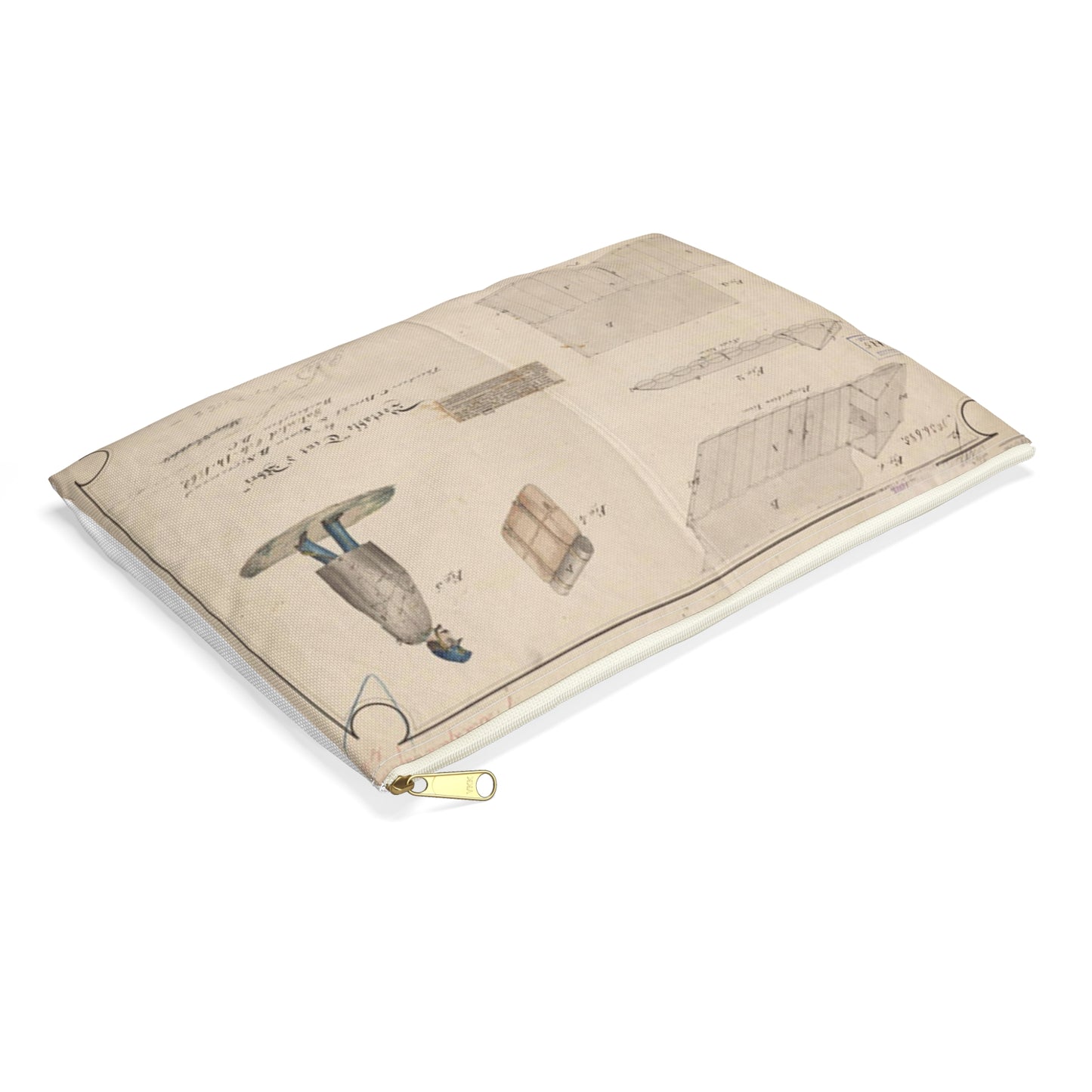 Patent drawing - Drawing of Portable Tent and Abri Public domain image Large Organizer Pouch with Black Zipper