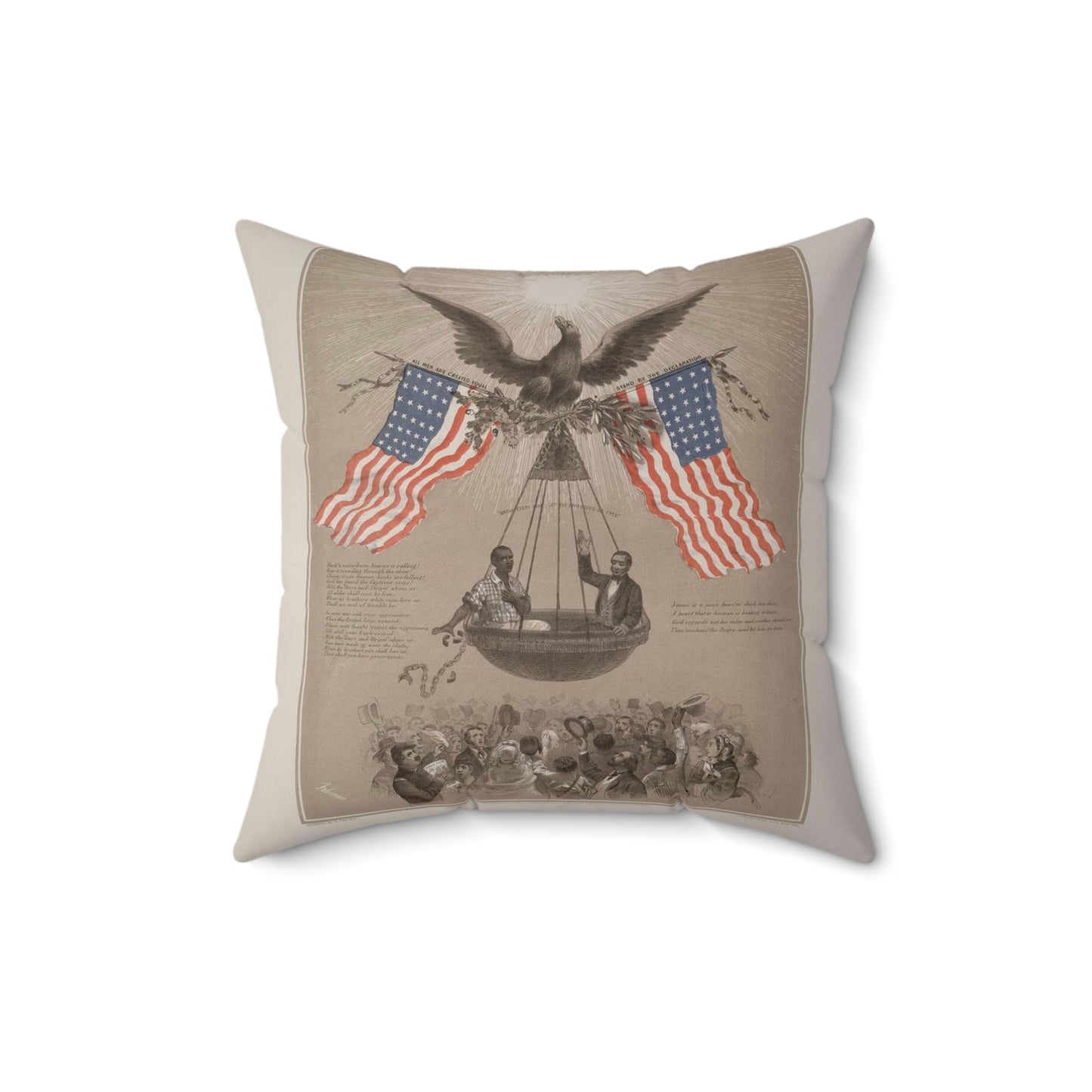 The American Declaration of Independence illustrated / Fabronious ; designed by R. Thayer ; L. Prang & Co. Lith., Boston. Decorative Accent Square Pillow