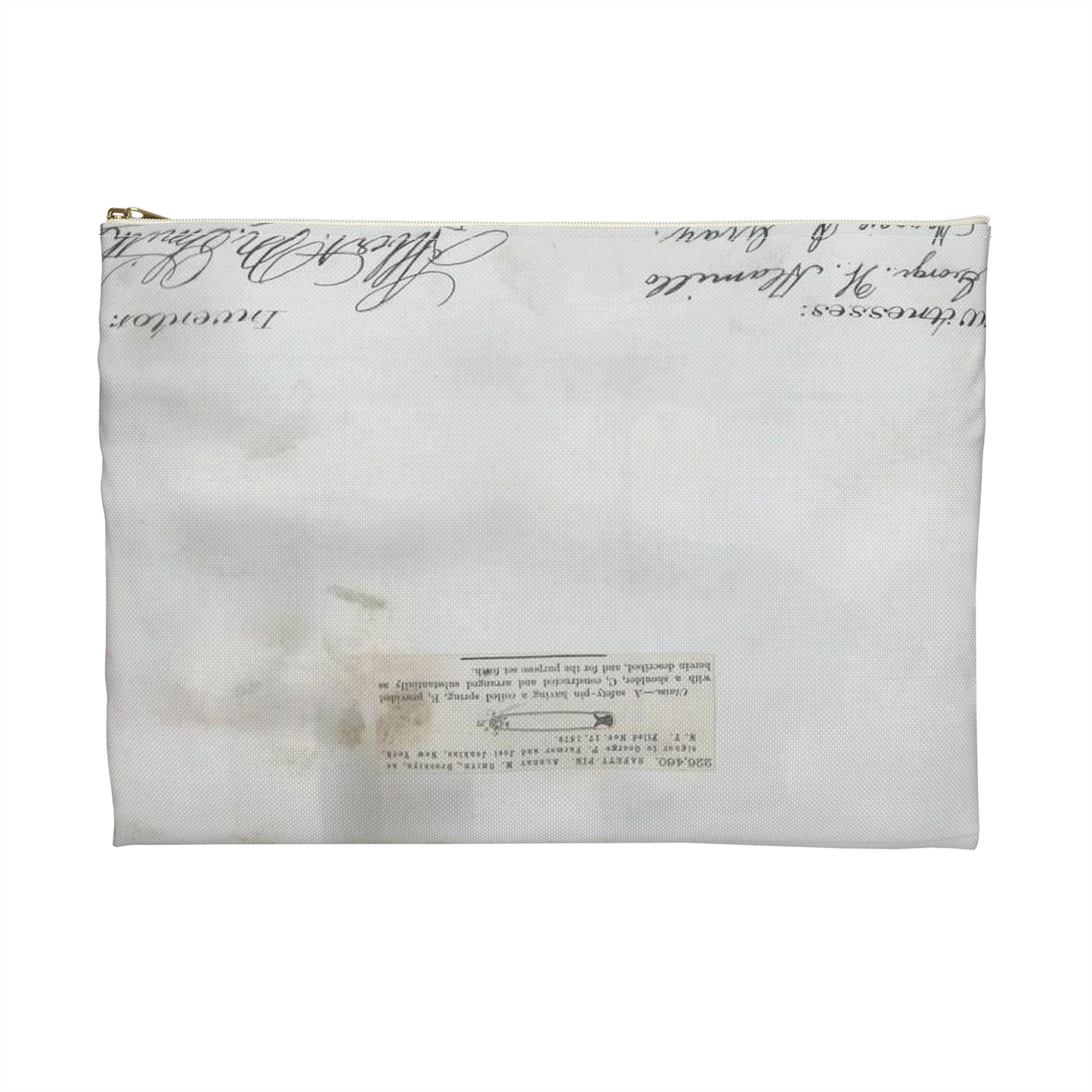 Patent drawing - for A. M. Smith's Safety Pin Public domain image Large Organizer Pouch with Black Zipper