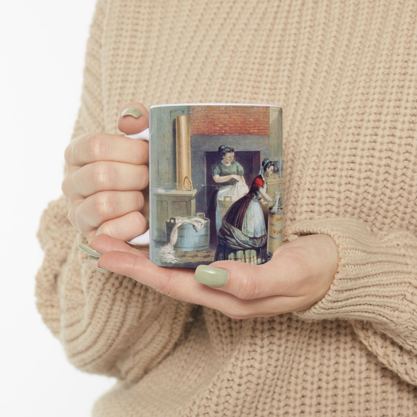 Home washing machine & wringer - A painting of women washing machines in a kitchen Beautiful Novelty Ceramic Coffee Mug 11oz