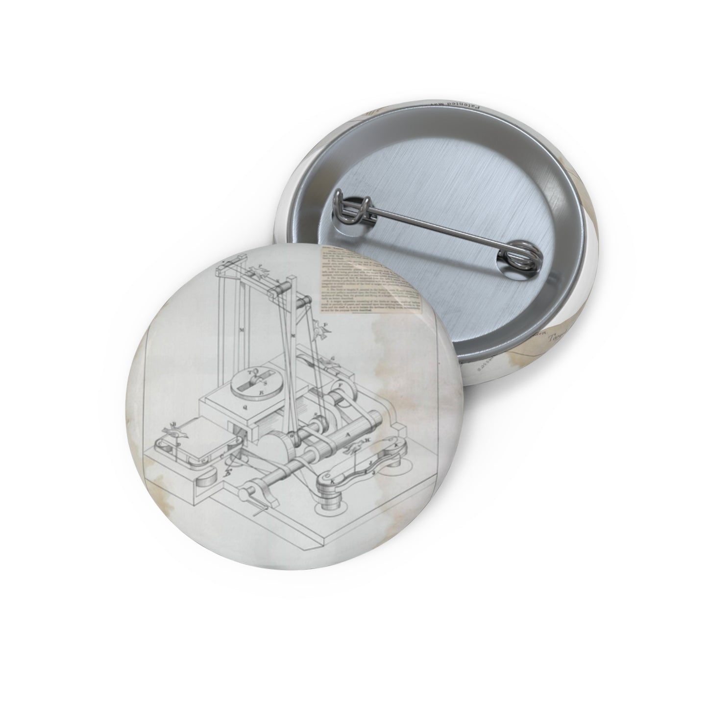 Patent drawing - for W. H. Broden's Target Public domain image Pin Buttons with Crisp Design