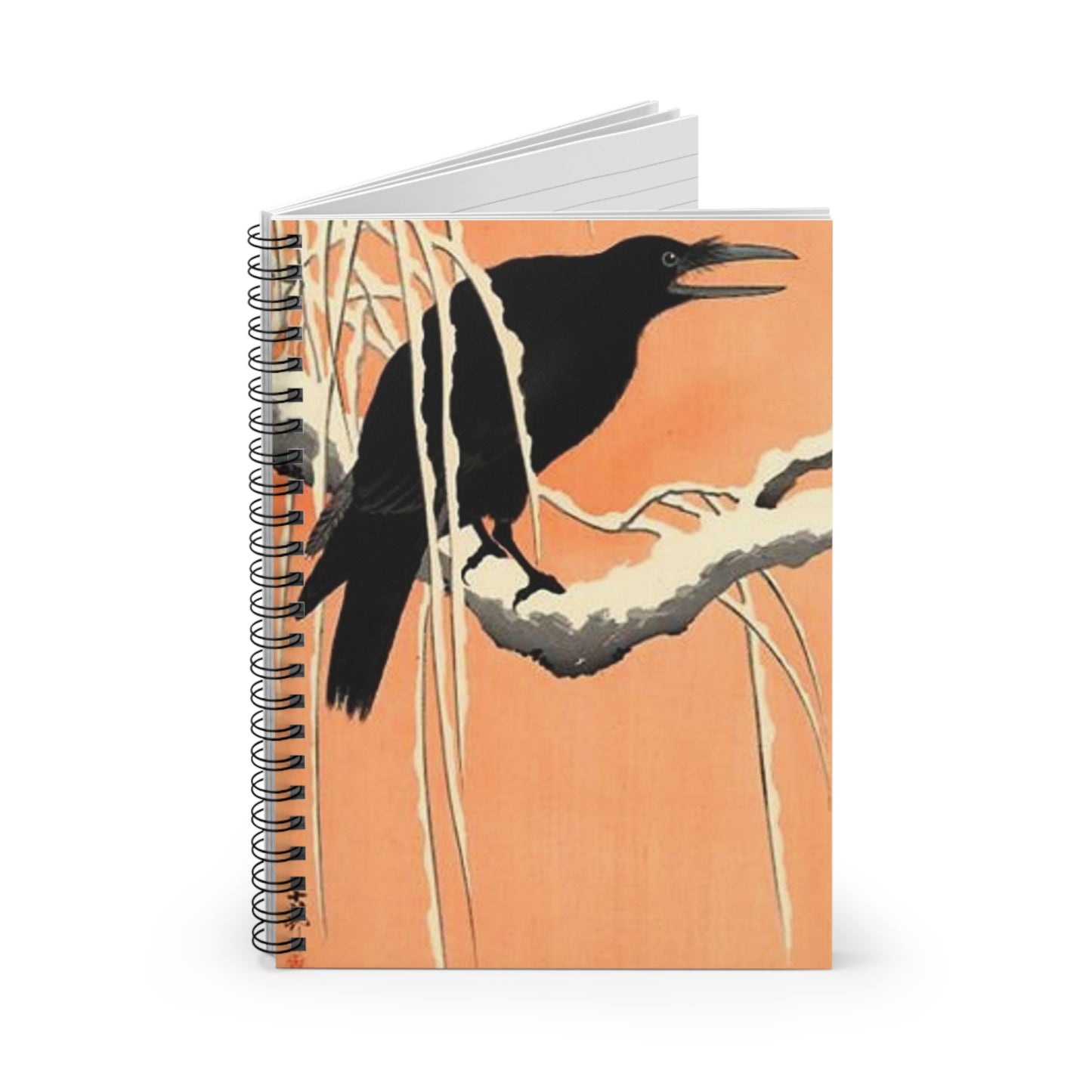 Koson - crow, Ohara Koson Spiral Bound Ruled Notebook with Printed Cover