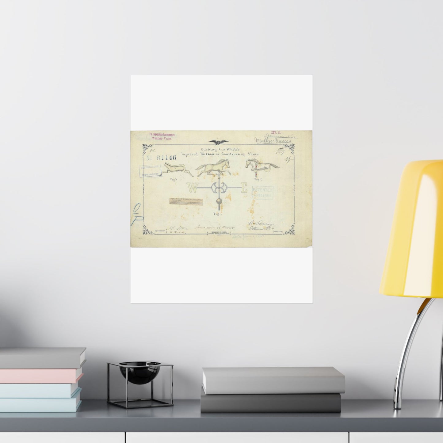 Patent drawing - Drawing of an Improved Method of Constructing Vanes Public domain image High Quality Matte Wall Art Poster for Home, Office, Classroom
