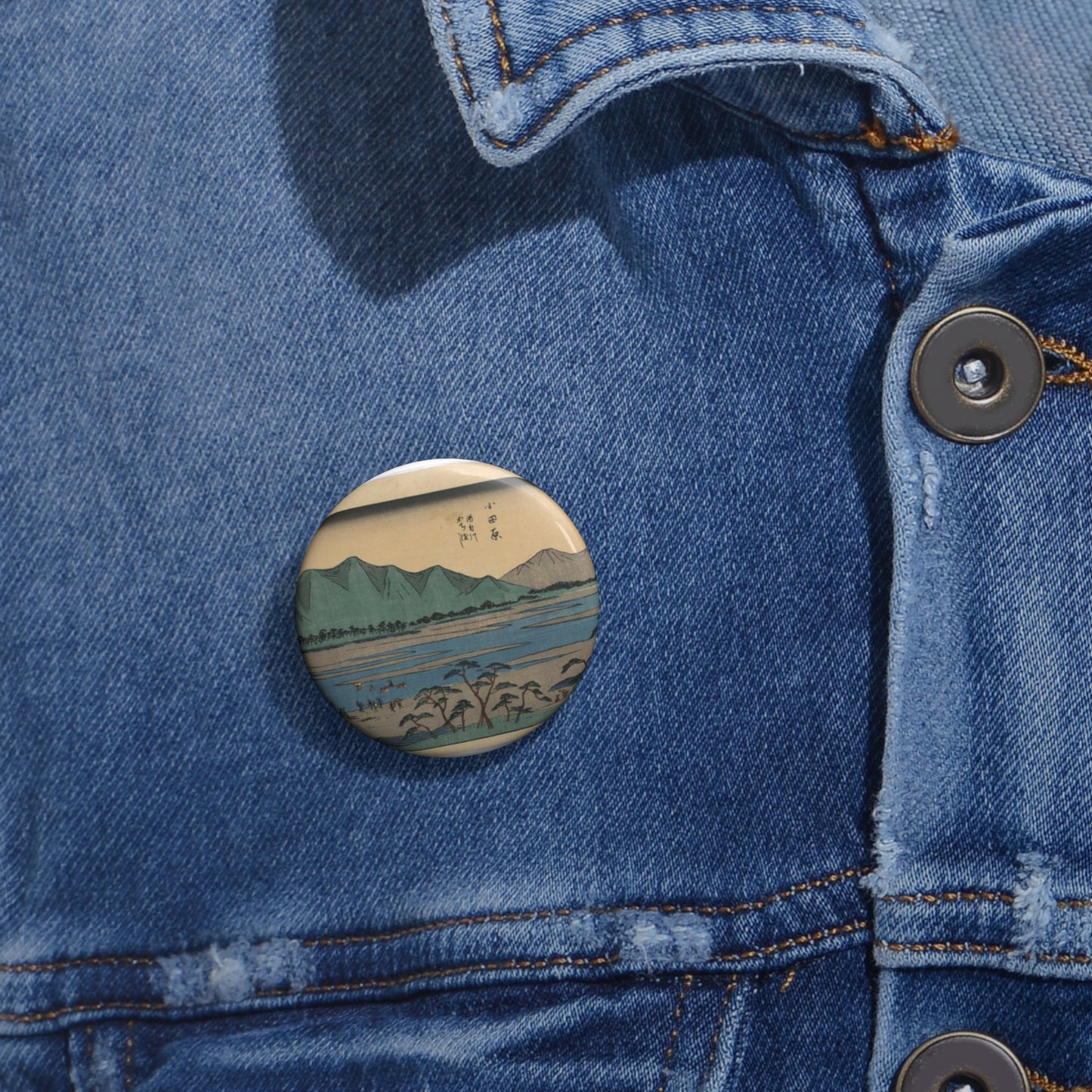 Utagawa Hiroshige - Odawara, Ando Hiroshige - Ukiyo e print Pin Buttons with Crisp Design