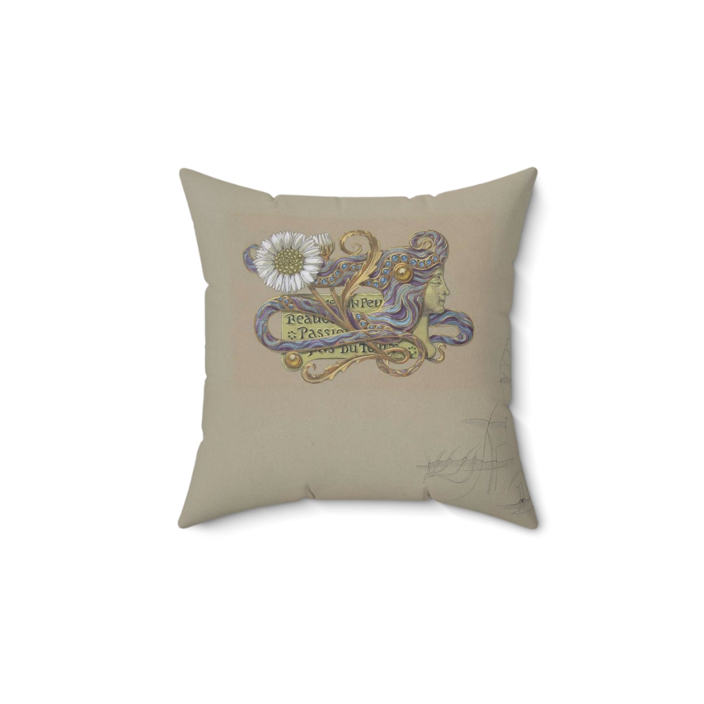 Eugène Samuel Grasset - Jewelry Design Decorative Accent Square Pillow