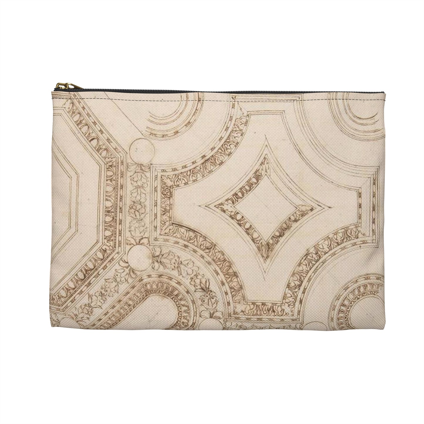 Palazzo Pontifici, Sala Regia, coffer panels, reflected ceiling plan (recto) blank (verso) Large Organizer Pouch with Black Zipper