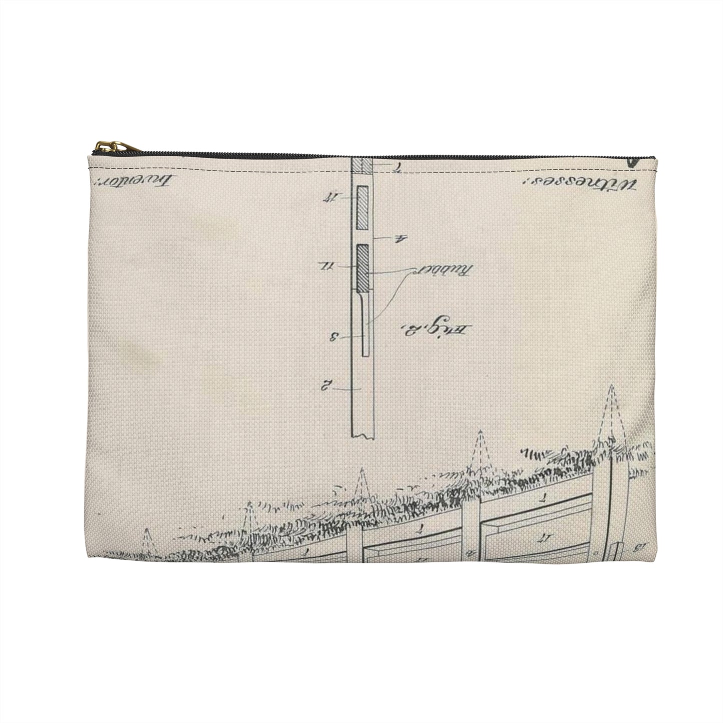 Patent Drawing of Engine - for A. Pascocello' Steeplechase or Hurdle Fence Public domain image Large Organizer Pouch with Black Zipper