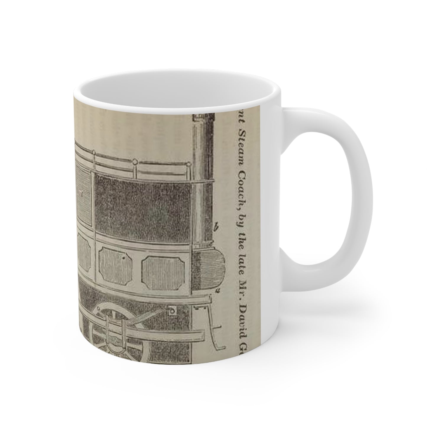 Patent Drawing of Engine - Patent steam coach, by the late Mr. David Gordon Public domain image Beautiful Novelty Ceramic Coffee Mug 11oz