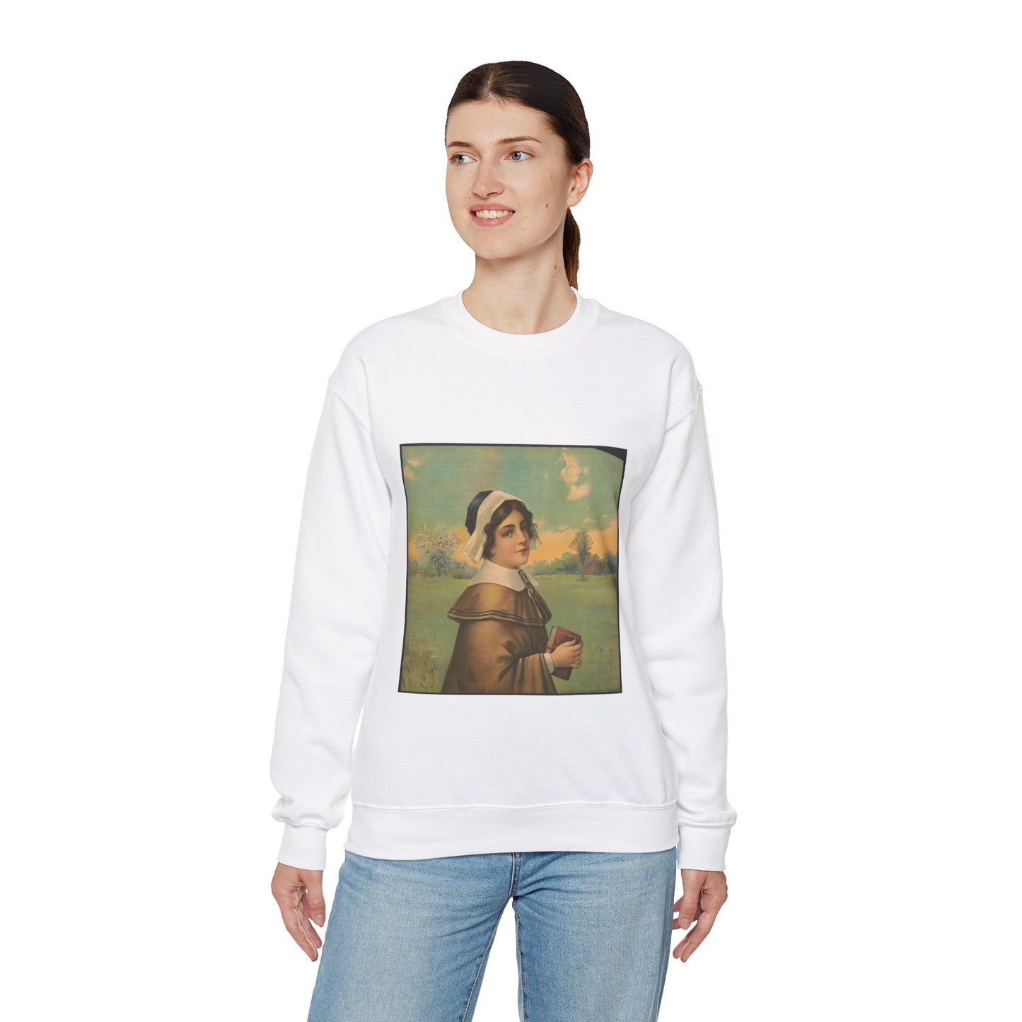 "Puritan girl" - Print, Library of Congress collection White Heavy Blend Adult Crew Neck SweatShirt
