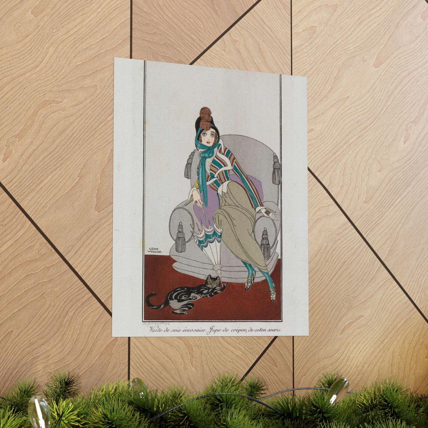 Jacket and skirt (Veste de soie écossaise. Jupe de crépon de coton souris) (CBL WEp 0946) High Quality Matte Wall Art Poster for Home, Office, Classroom