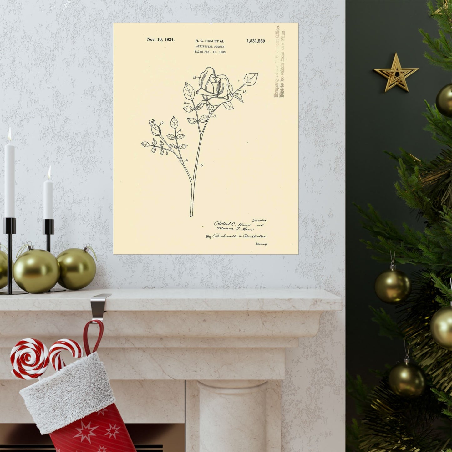 Patent Case File No. 1,831,559, Artificial Flower, Inventor(s)- Robert C. Ham and Marion T. Ham. - DPLA - 08745302078898b8870d70b04cb216a9 (page 5) High Quality Matte Wall Art Poster for Home, Office, Classroom