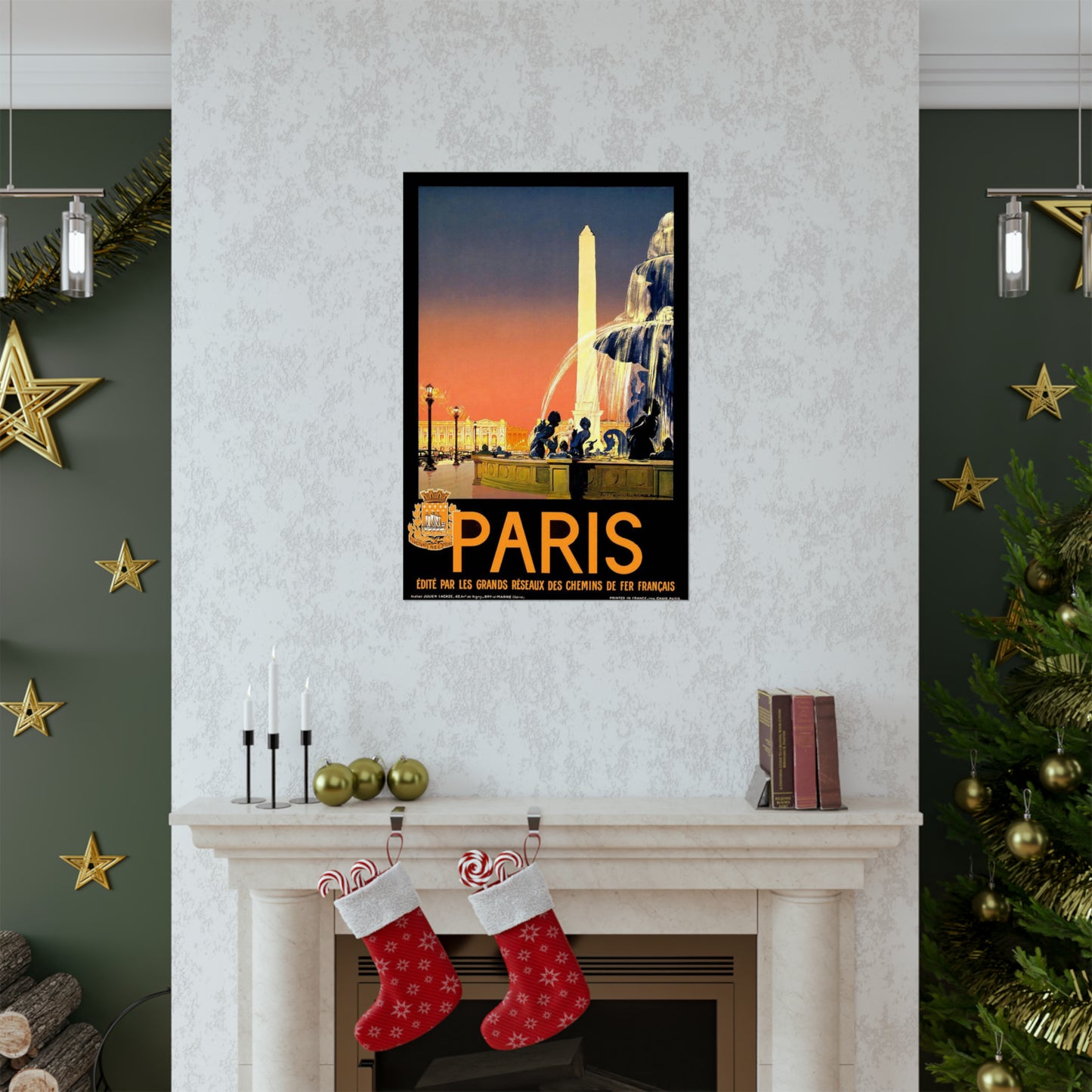 Paris. Vintage Travel Poster. - Art Deco public domain image High Quality Matte Wall Art Poster for Home, Office, Classroom