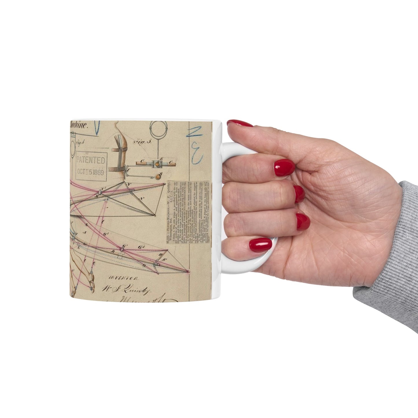 Patent drawing - for a Flying Machine Public domain image Beautiful Novelty Ceramic Coffee Mug 11oz