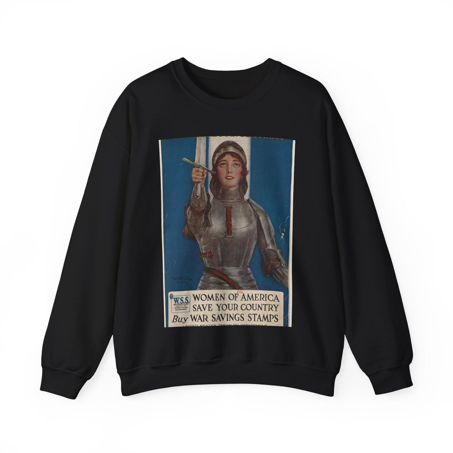 Joan of Arc Saved France Black Heavy Blend Adult Crew Neck SweatShirt
