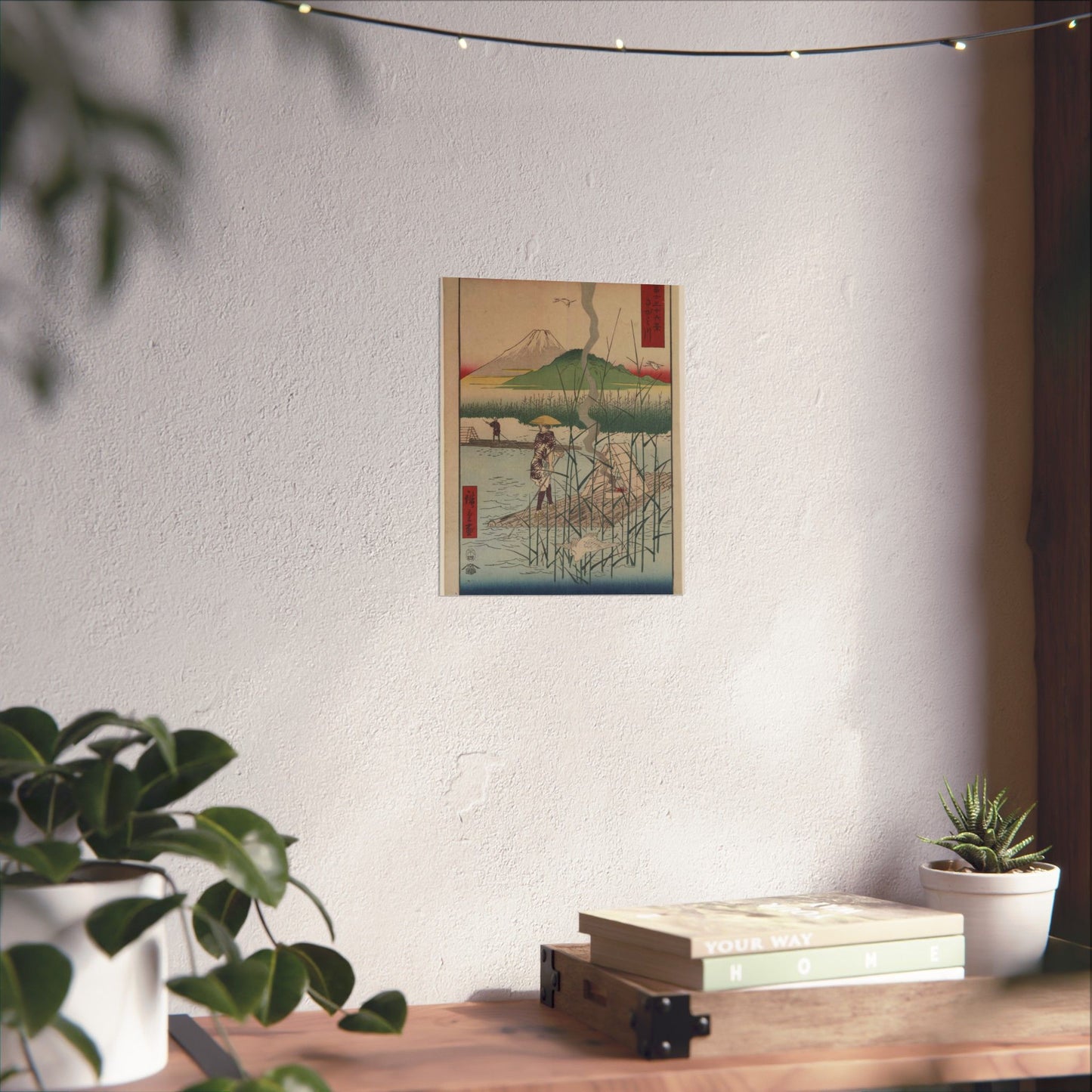 18 - The Sagami River - A painting of a man standing on a boat in a body of water High Quality Matte Wall Art Poster for Home, Office, Classroom