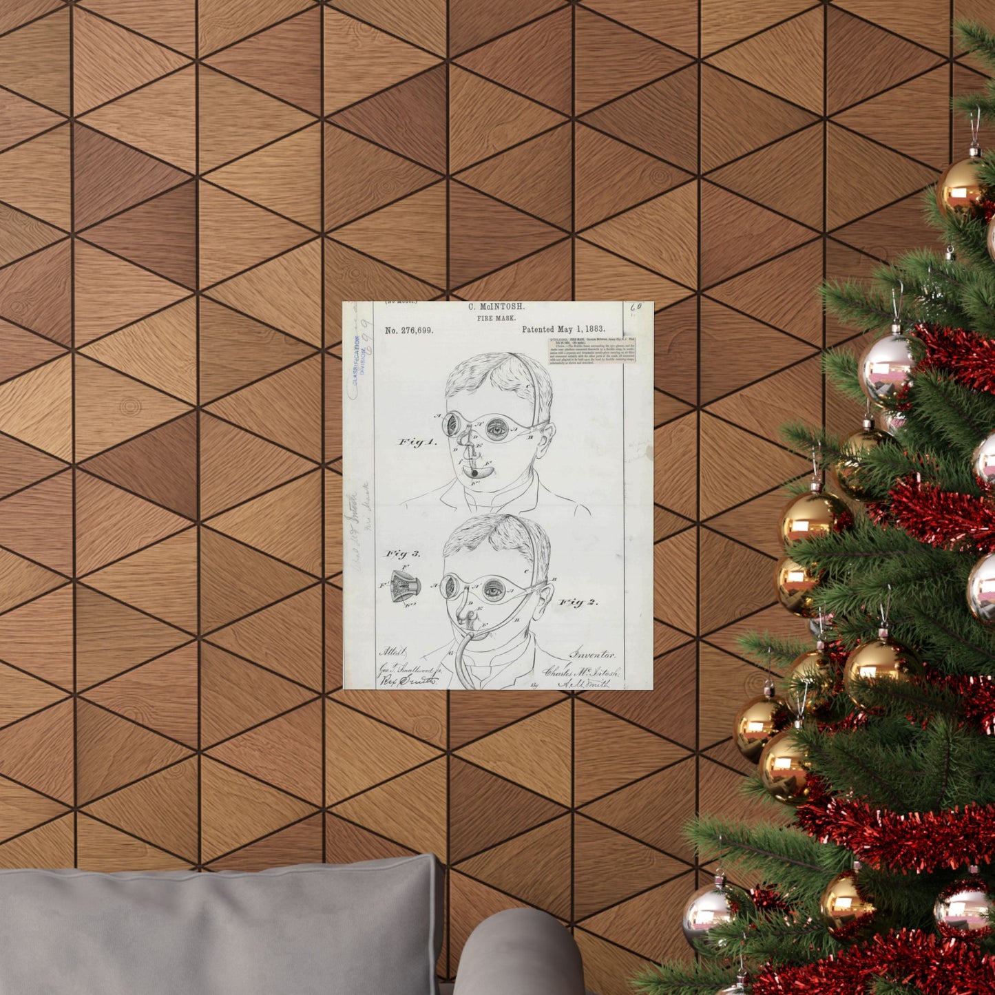 Patent drawing - for C. McIntosh's Fire Mask Public domain image High Quality Matte Wall Art Poster for Home, Office, Classroom