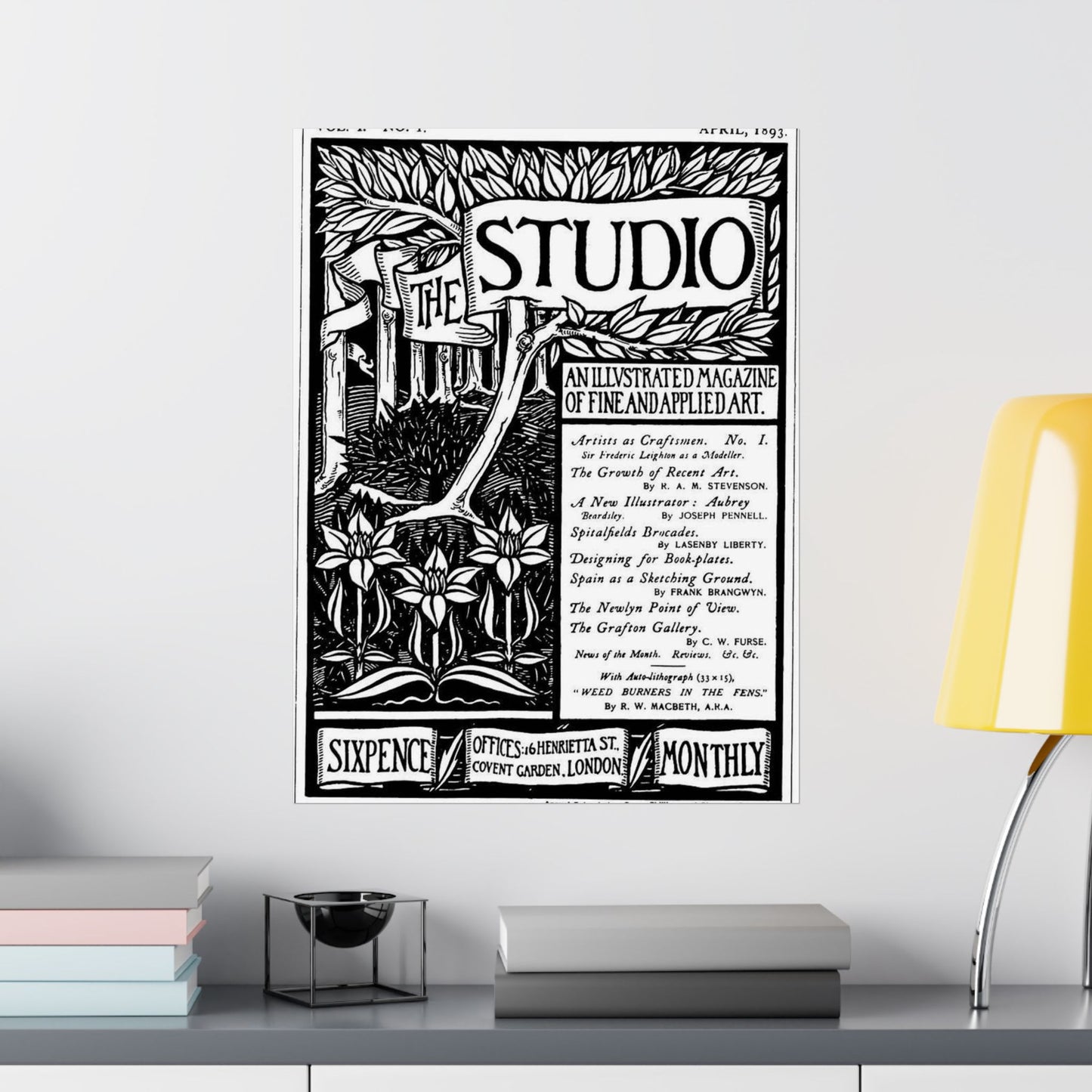 Aubrey Beardsley - Thestudiomagazinefirstcover High Quality Matte Wall Art Poster for Home, Office, Classroom