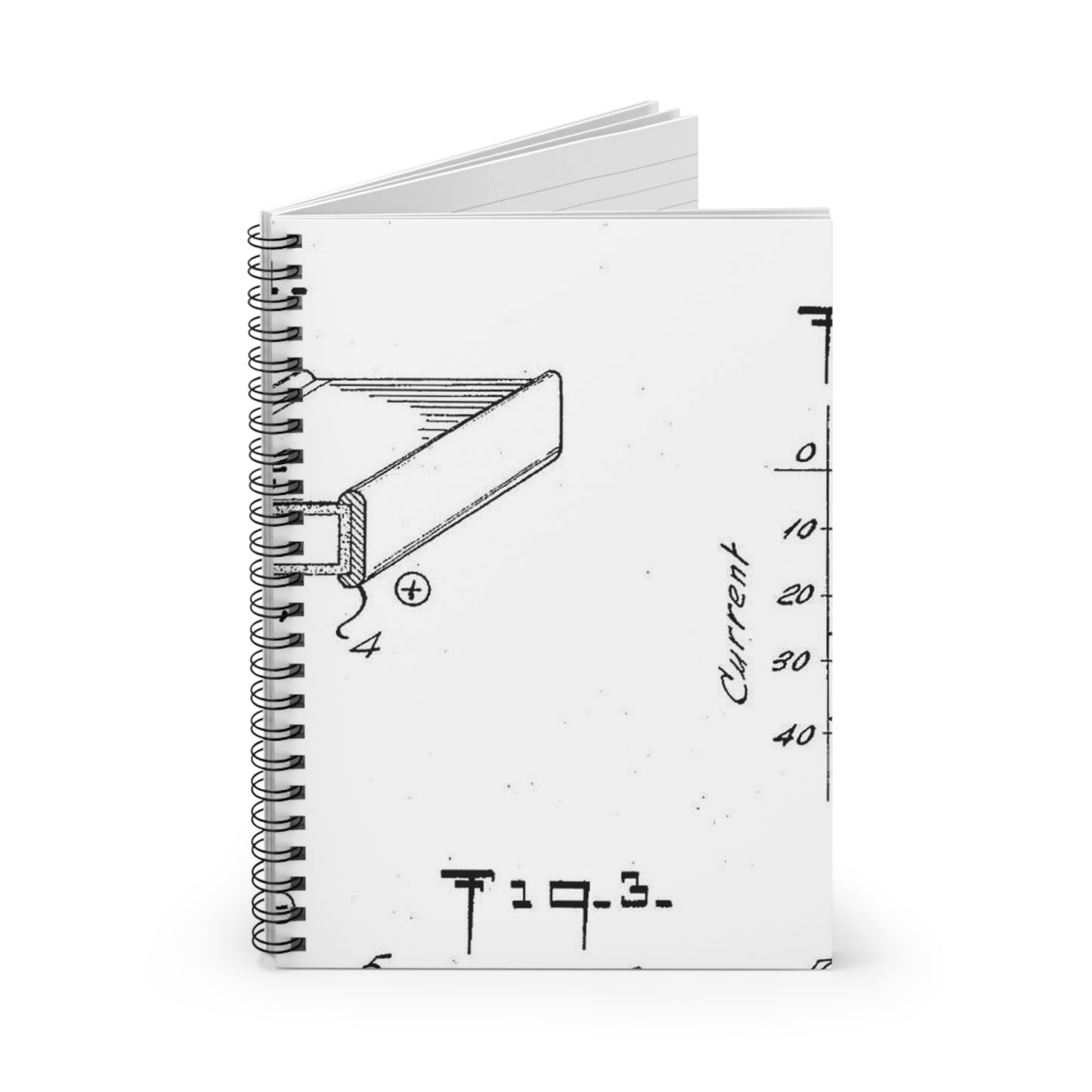 Patent drawing - Hiroshi Mori's first patented bifacial solar cell (1961) Public domain image Spiral Bound Ruled Notebook with Printed Cover