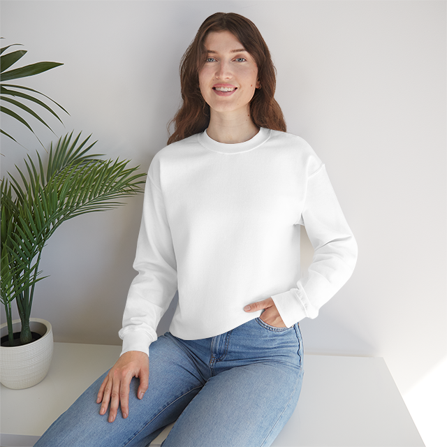 White Heavy Blend Adult Crew Neck SweatShirt - Photo Upload