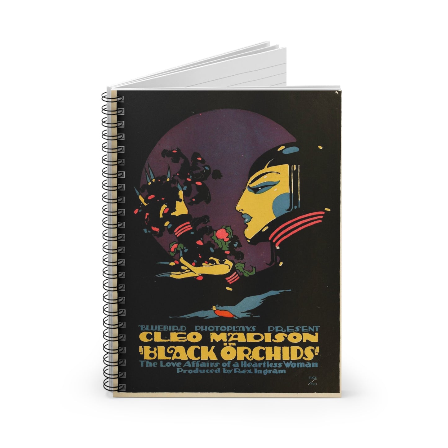 Black Orchids - Vintage movie public domain poster Spiral Bound Ruled Notebook with Printed Cover