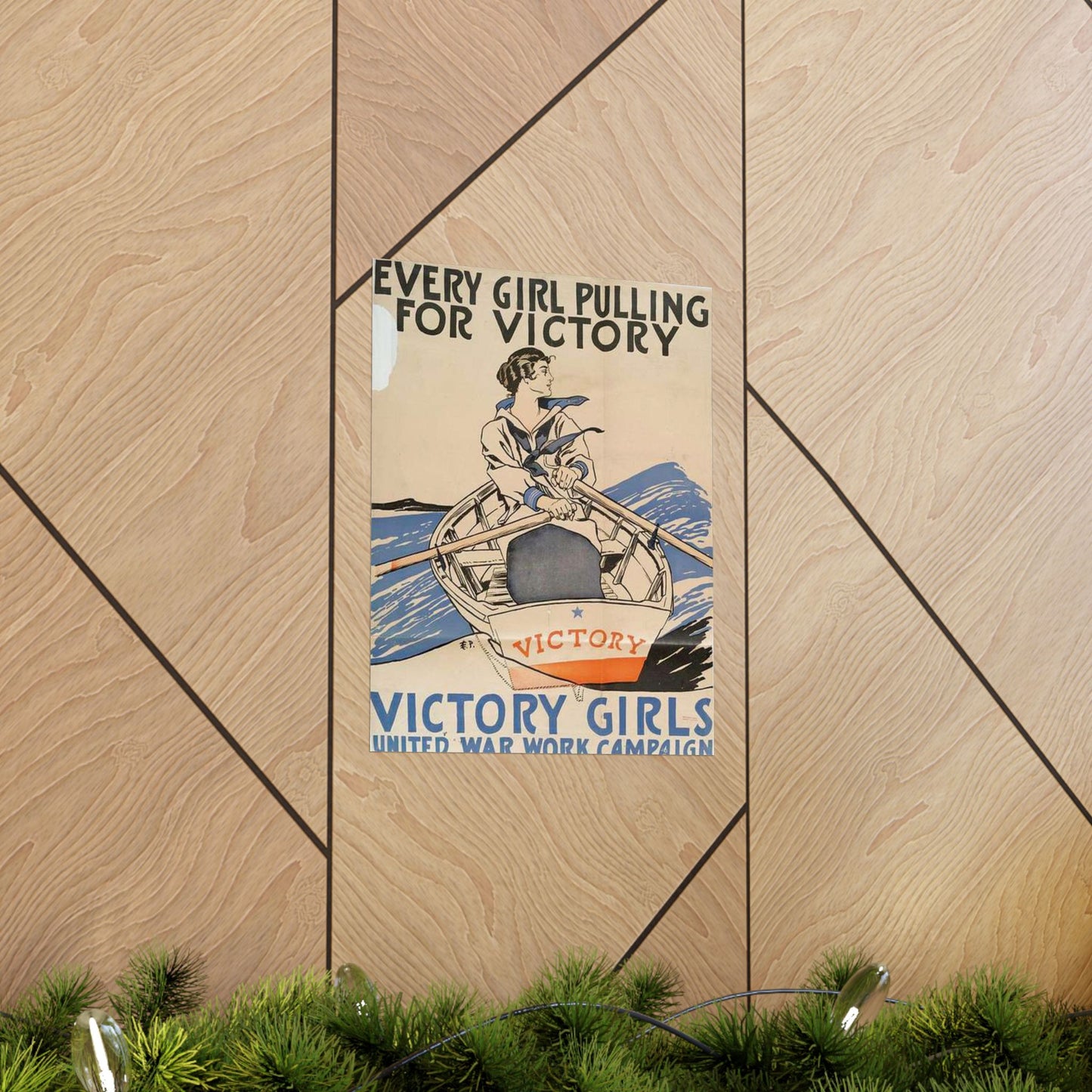 Every Girl Pulling for Victory, Victory Girls United War Work Campaign High Quality Matte Wall Art Poster for Home, Office, Classroom