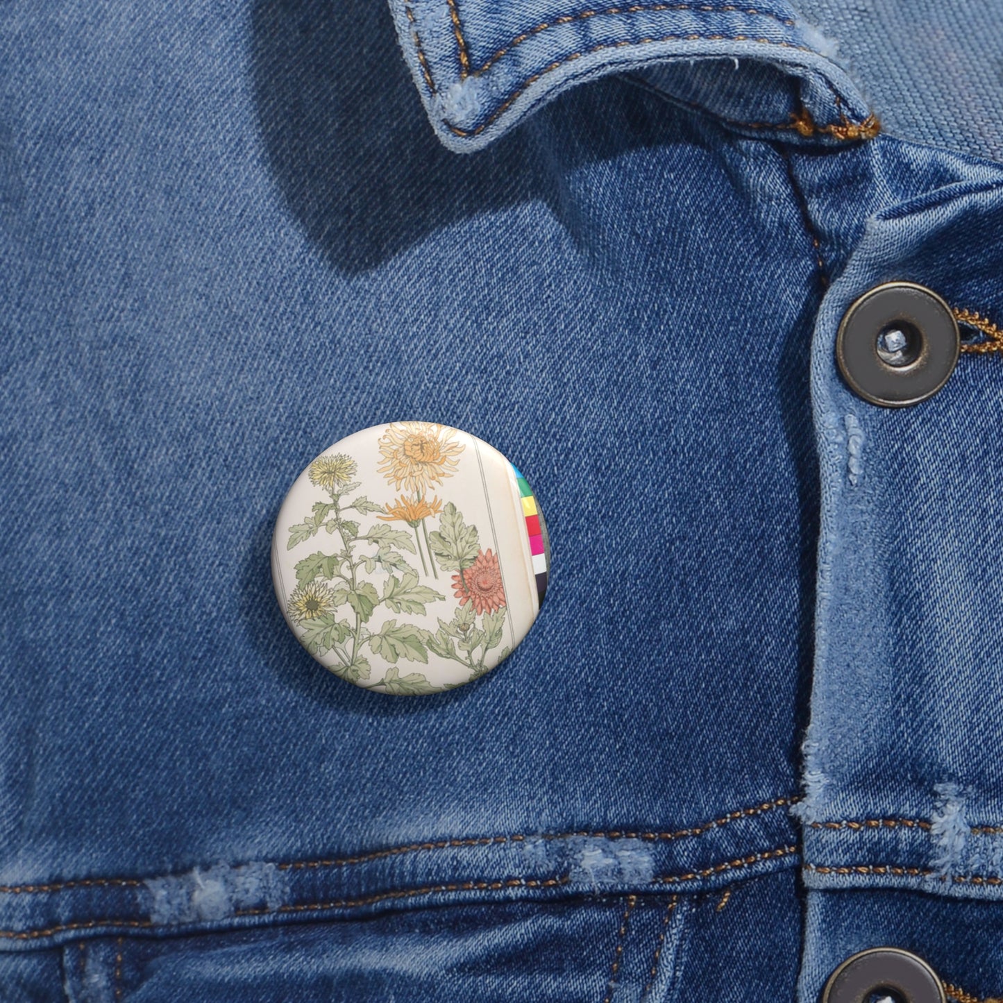 Chrysanthème, Art Nouveau Poster Pin Buttons with Crisp Design