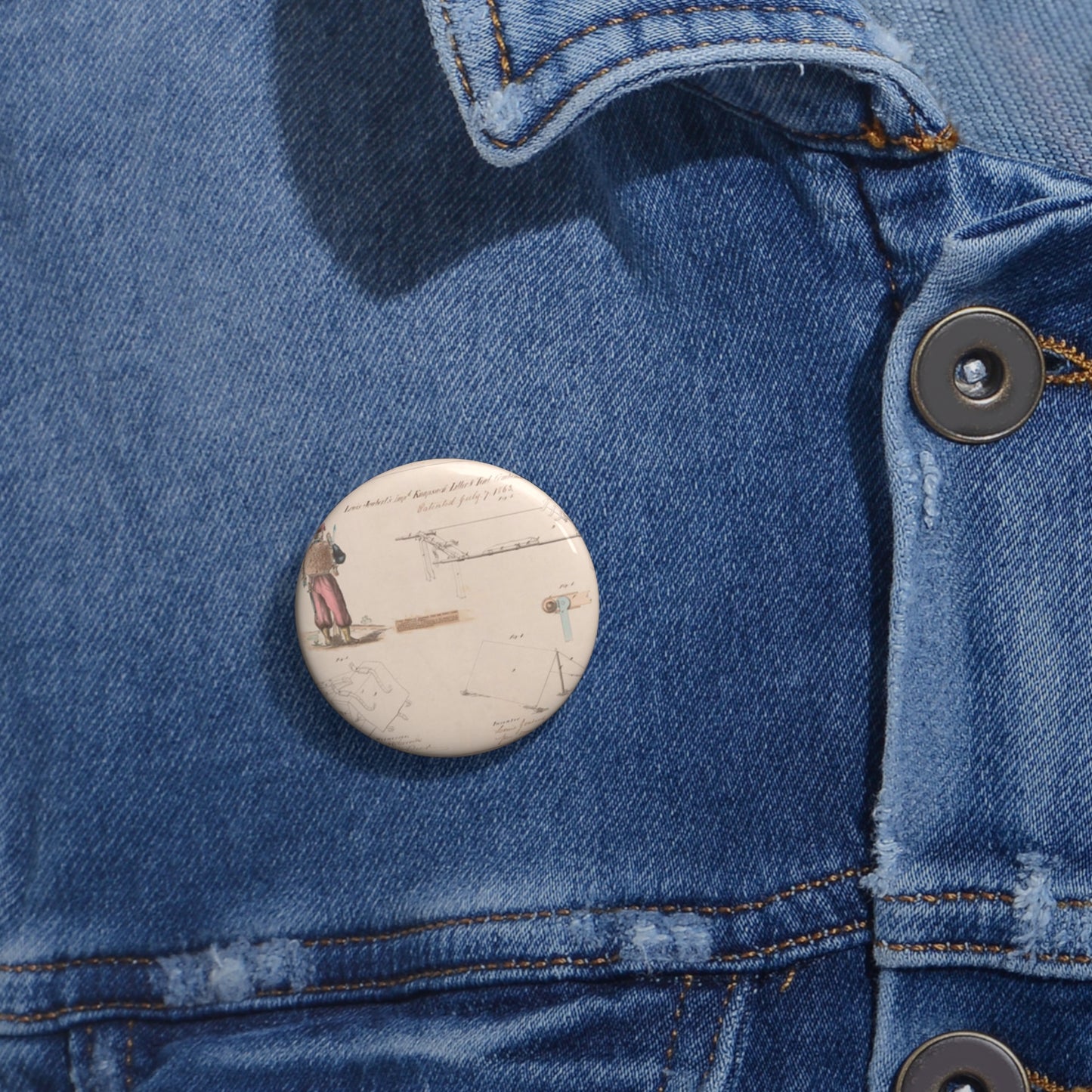 Patent drawing - Drawing of Improved Knapsack, Litter and Tent Combined Public domain image Pin Buttons with Crisp Design