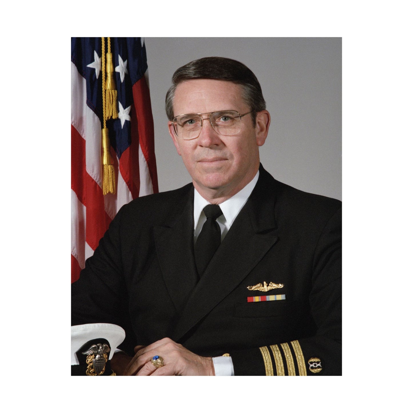 Portrait: US Navy (USN) Captain (CAPT) Charles A. Hougland (uncovered) High Quality Matte Wall Art Poster for Home, Office, Classroom