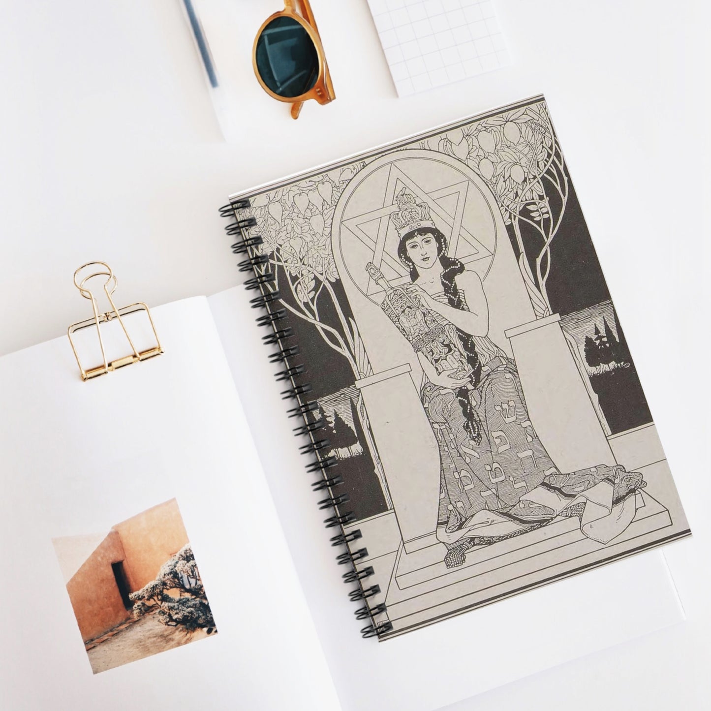 Juda 13 - Art nouveau public domain image Spiral Bound Ruled Notebook with Printed Cover
