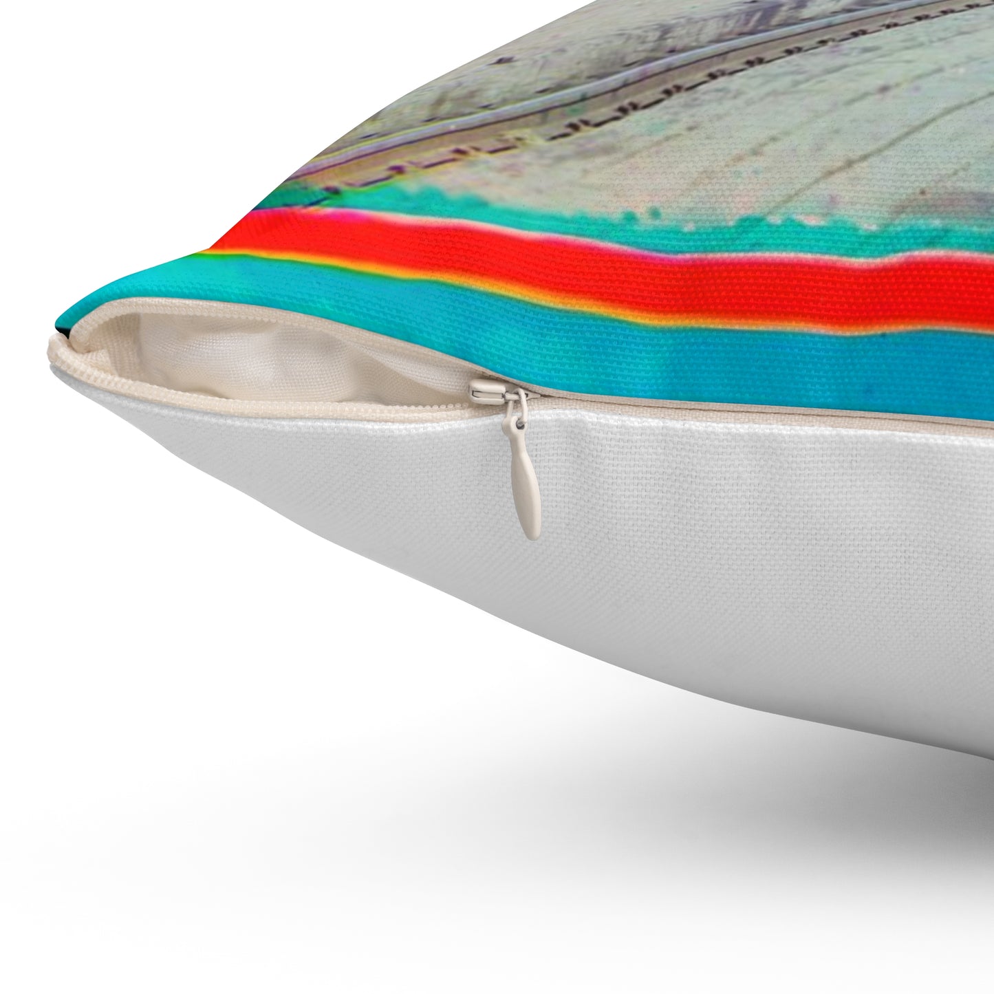 Sorochya Bay. Railroad dam in the Soroka inlet. Arkhangelsk Province, Russia. Decorative Accent Square Pillow