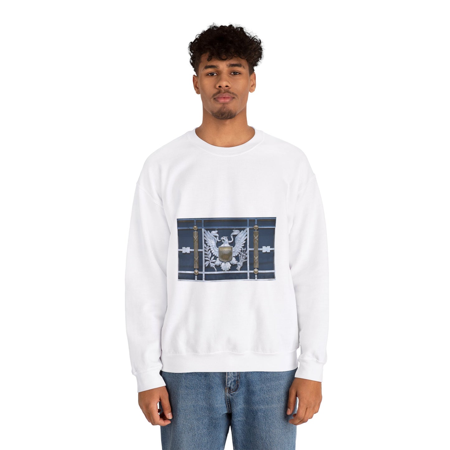 Door detail, Robert J. Nealon Federal Building and U.S. Courthouse, Scranton, Pennsylvania White Heavy Blend Adult Crew Neck SweatShirt