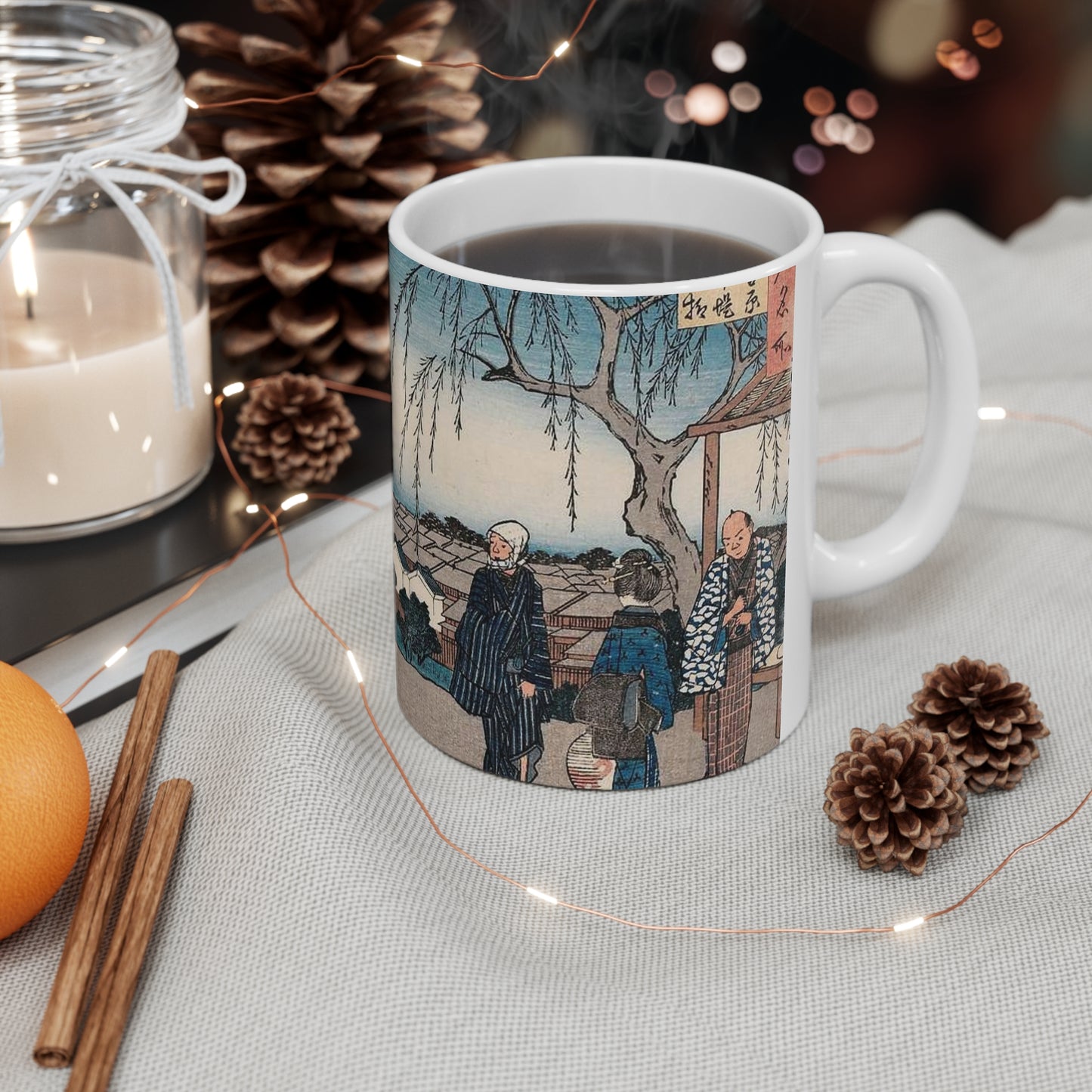 Shin Yoshiwara (Shin yoshiwara nihonzutsumi mikaeri yanagi), (Edo meisho) Beautiful Novelty Ceramic Coffee Mug 11oz