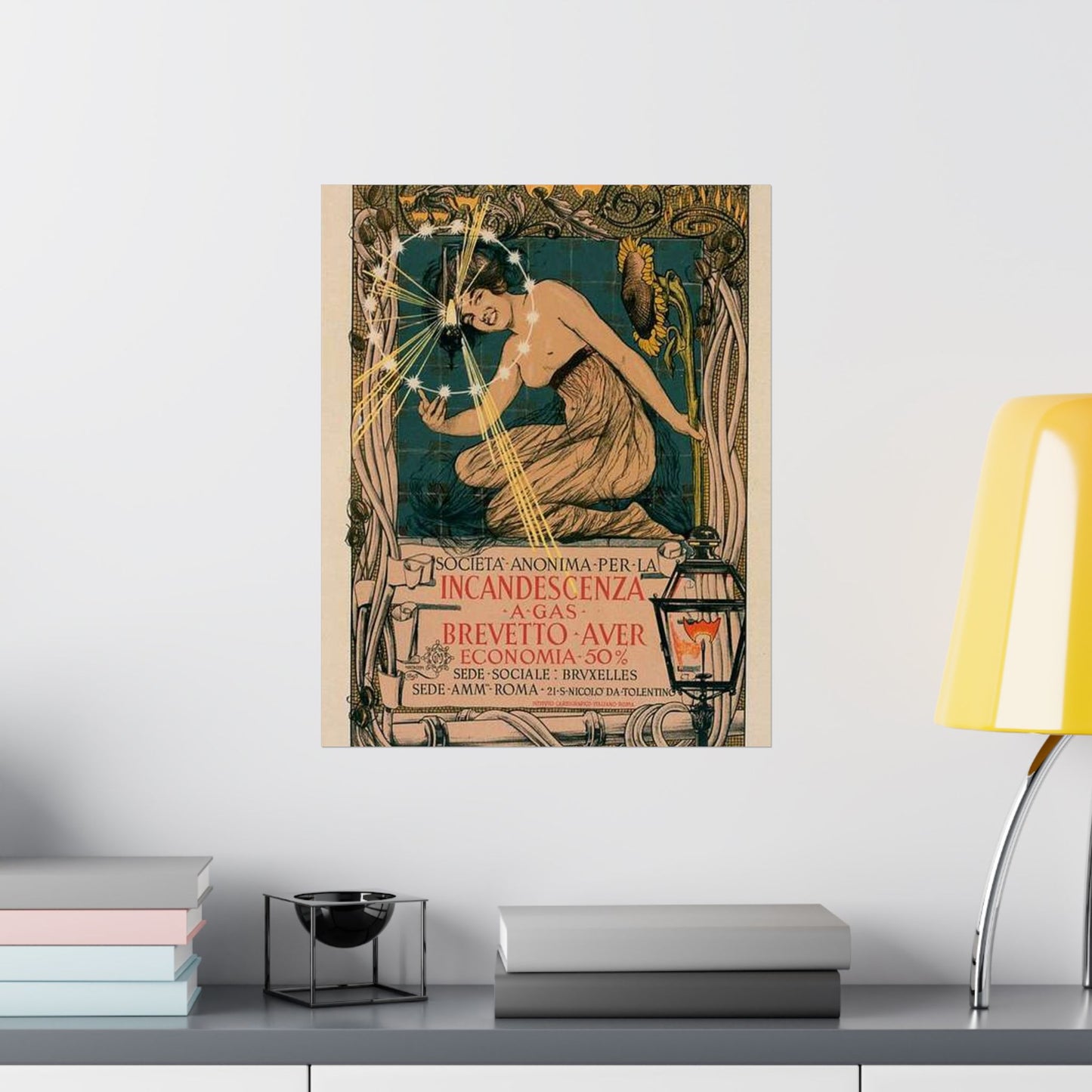 Affiche italienne pour l' "Incandescence par le Gaz, Système Auer" High Quality Matte Wall Art Poster for Home, Office, Classroom