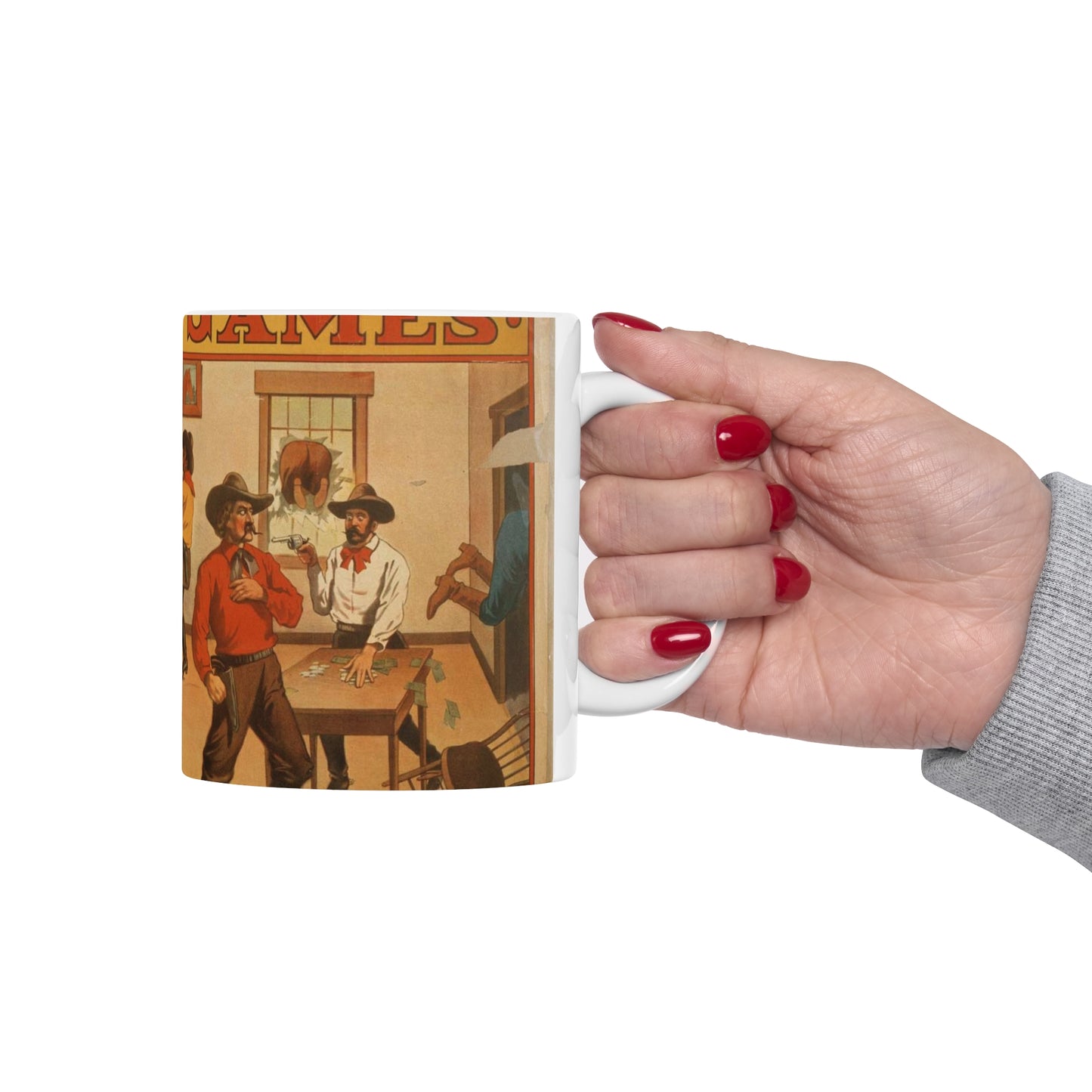 W.I. Swain's western spectacular production, Jesse James Beautiful Novelty Ceramic Coffee Mug 11oz