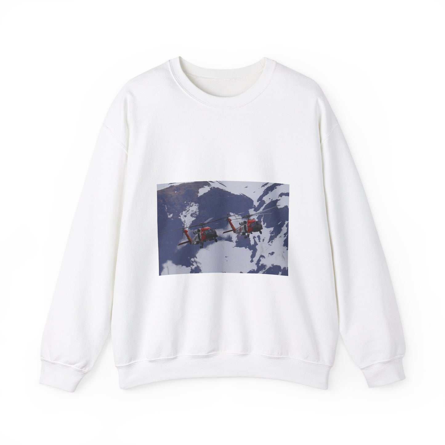 Two Coast Guard Air Station Sitka MH-60 Jayhawk helicopter White Heavy Blend Adult Crew Neck SweatShirt