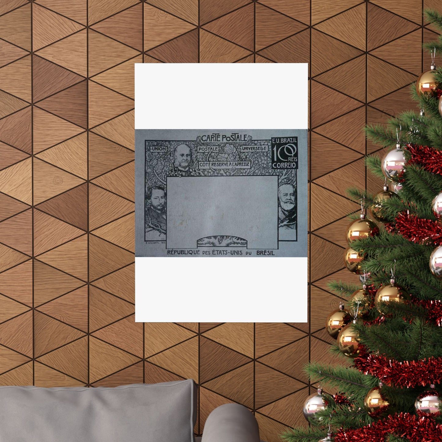 EliseuVisconti-D857-Bilhete postal para o exterior – A Evolução Histórica do Brasil – Projeto para bilhete postal integrante da coleção vencedora do Concurso dos Correios de 1904 High Quality Matte Wall Art Poster for Home, Office, Classroom