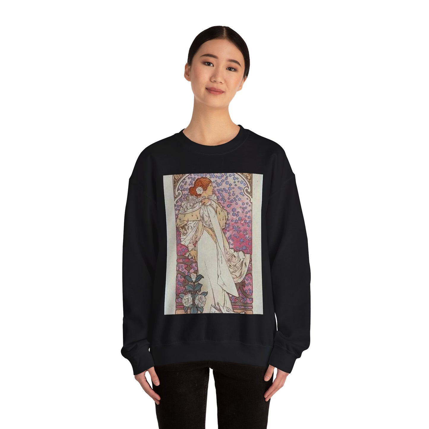 Affiche pour le Théâtre de la Renaissance, "la Dame aux Camélias". Black Heavy Blend Adult Crew Neck SweatShirt