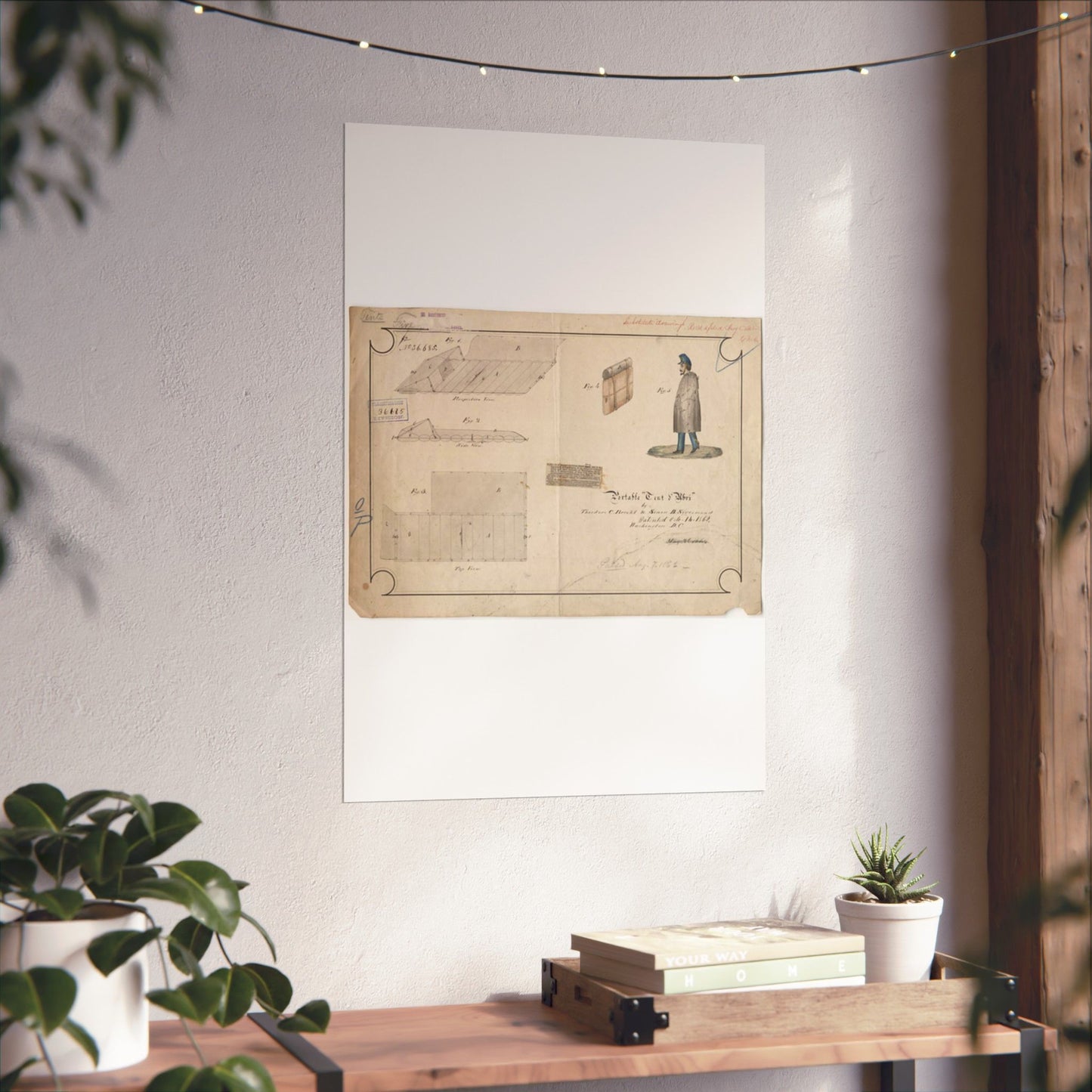 Patent drawing - Drawing of Portable Tent and Abri Public domain image High Quality Matte Wall Art Poster for Home, Office, Classroom