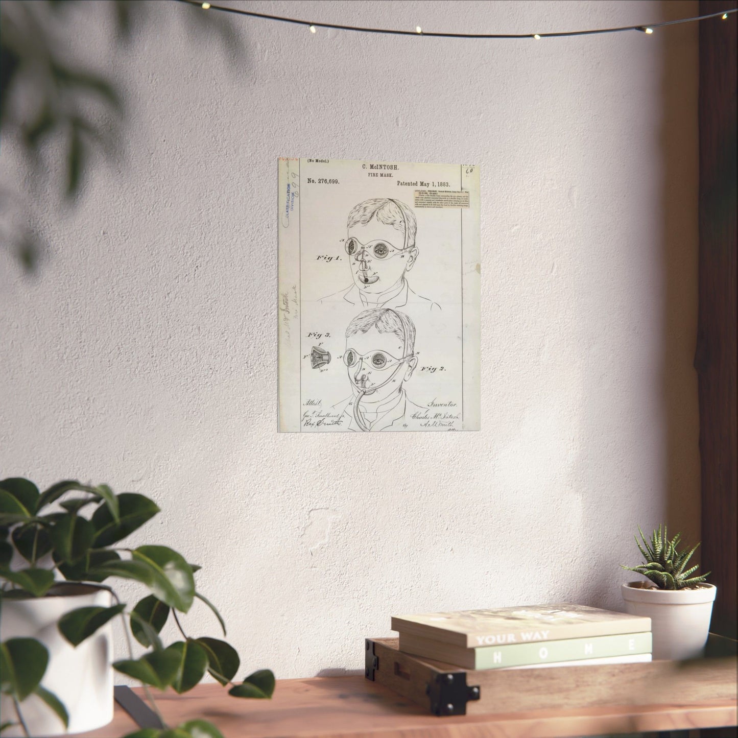 Patent drawing - for C. McIntosh's Fire Mask Public domain image High Quality Matte Wall Art Poster for Home, Office, Classroom