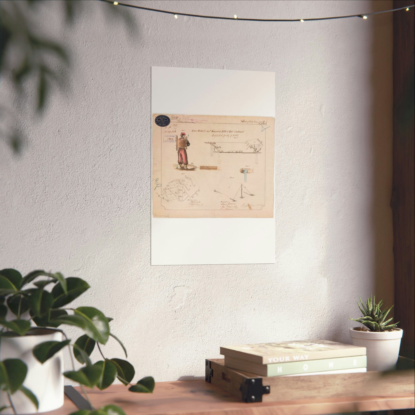 Patent drawing - Drawing of Improved Knapsack, Litter and Tent Combined Public domain image High Quality Matte Wall Art Poster for Home, Office, Classroom