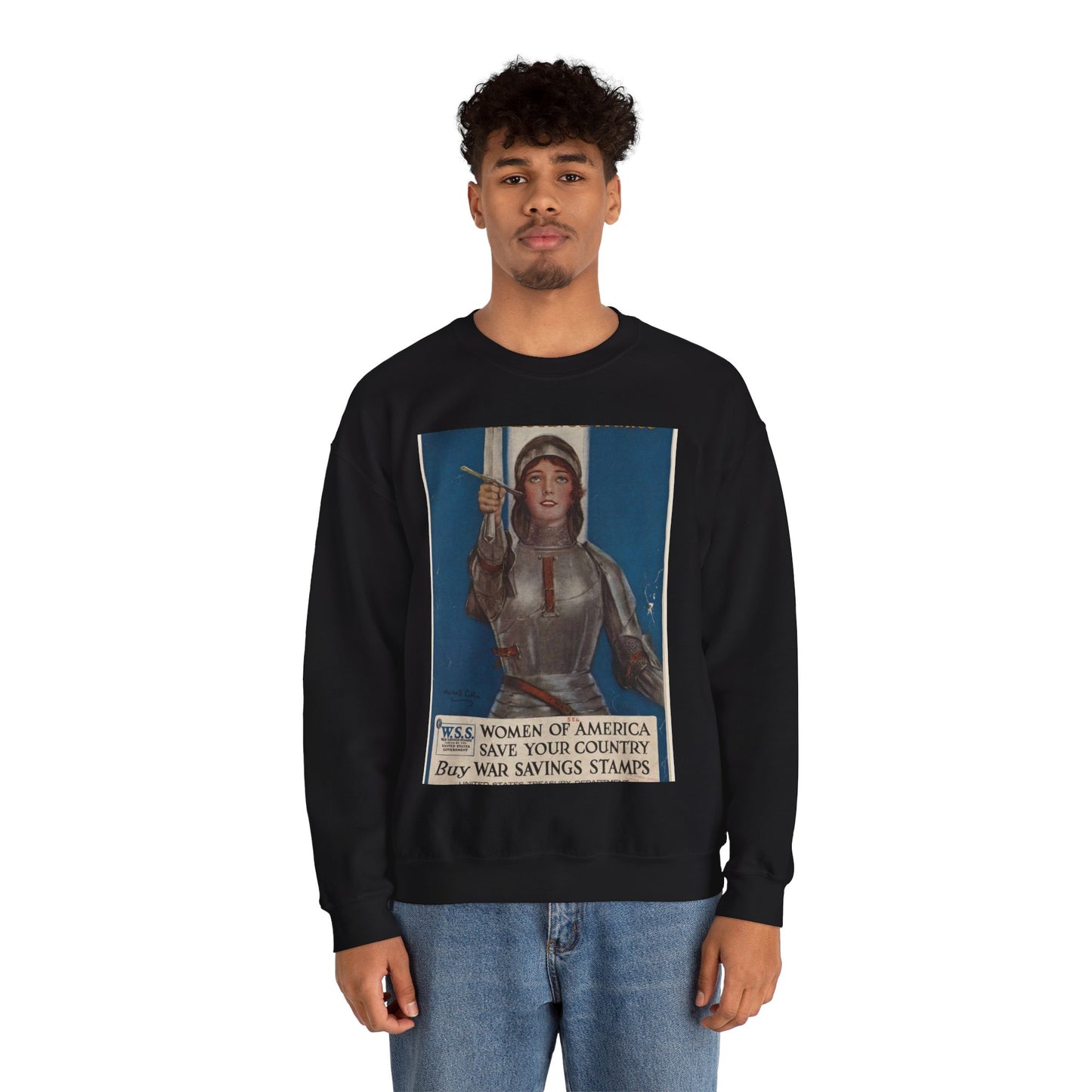 Joan of Arc Saved France Black Heavy Blend Adult Crew Neck SweatShirt