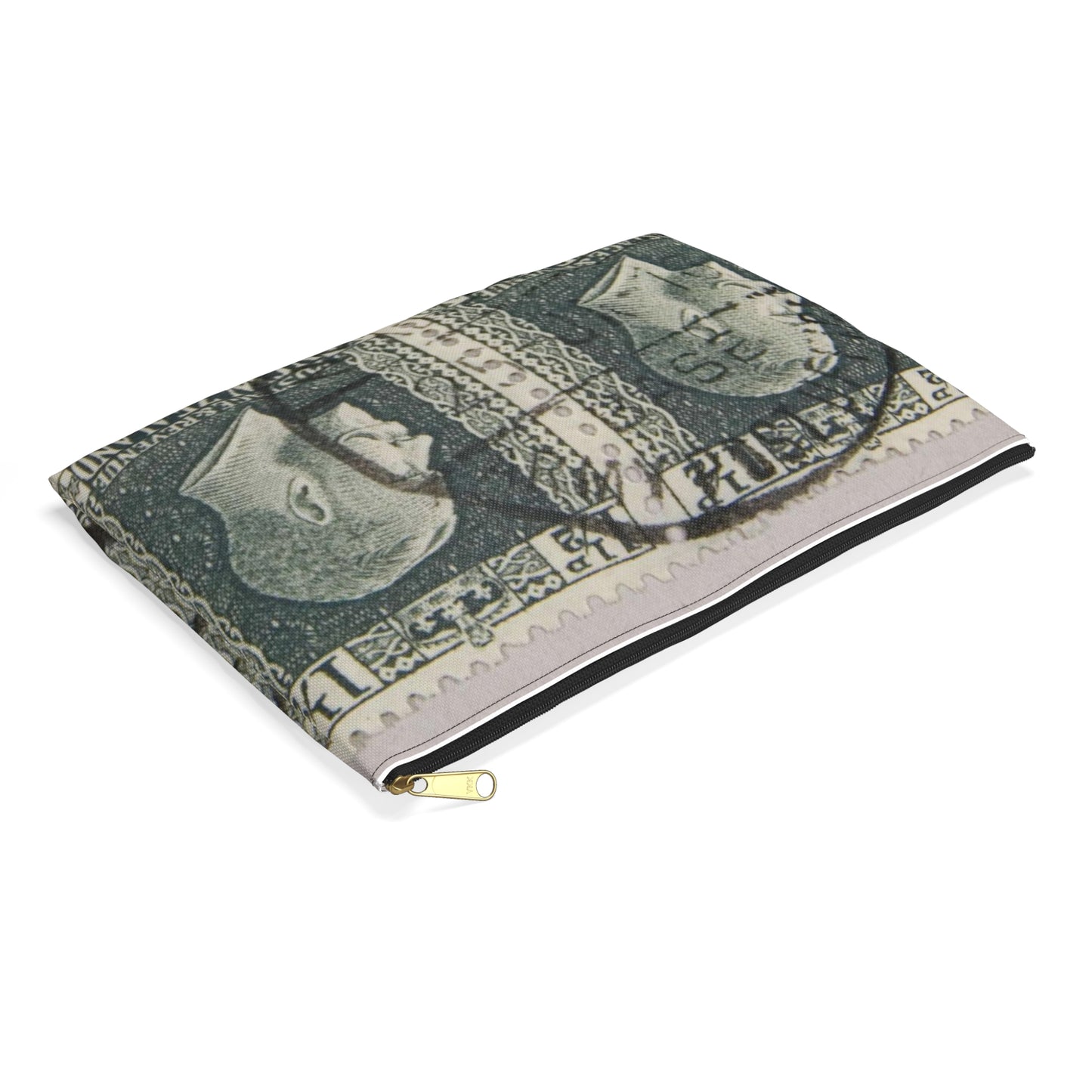 Block of one and a half penny 'King George V' definitive stamps in grey slate Large Organizer Pouch with Black Zipper