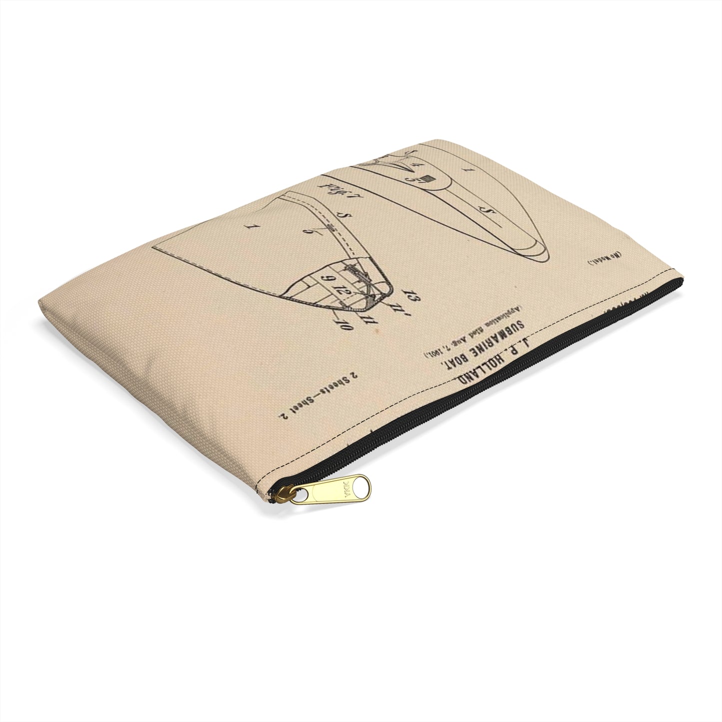Patent drawing - Drawing for a Submarine Boat Public domain image Large Organizer Pouch with Black Zipper