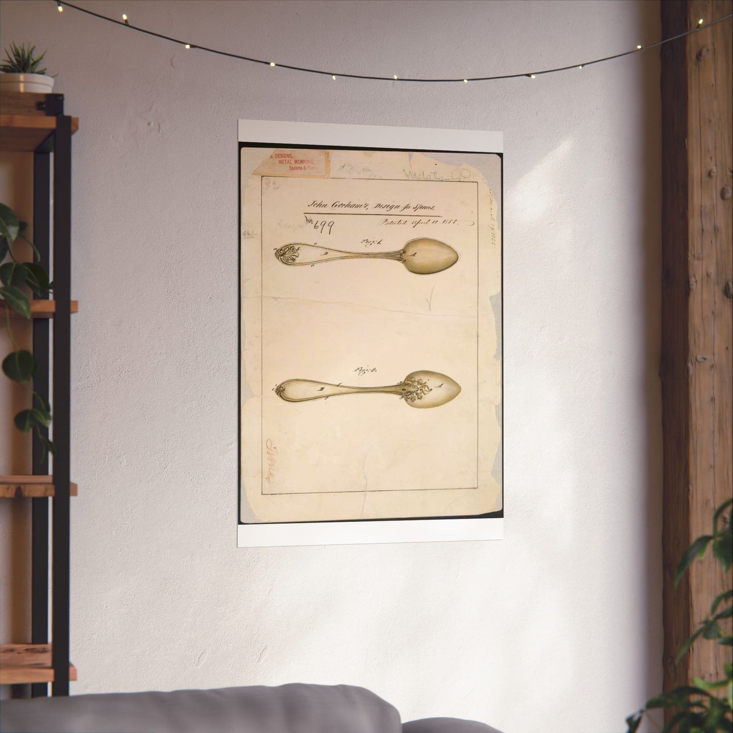 Patent drawing - Drawing of Design for Spoons Public domain image High Quality Matte Wall Art Poster for Home, Office, Classroom