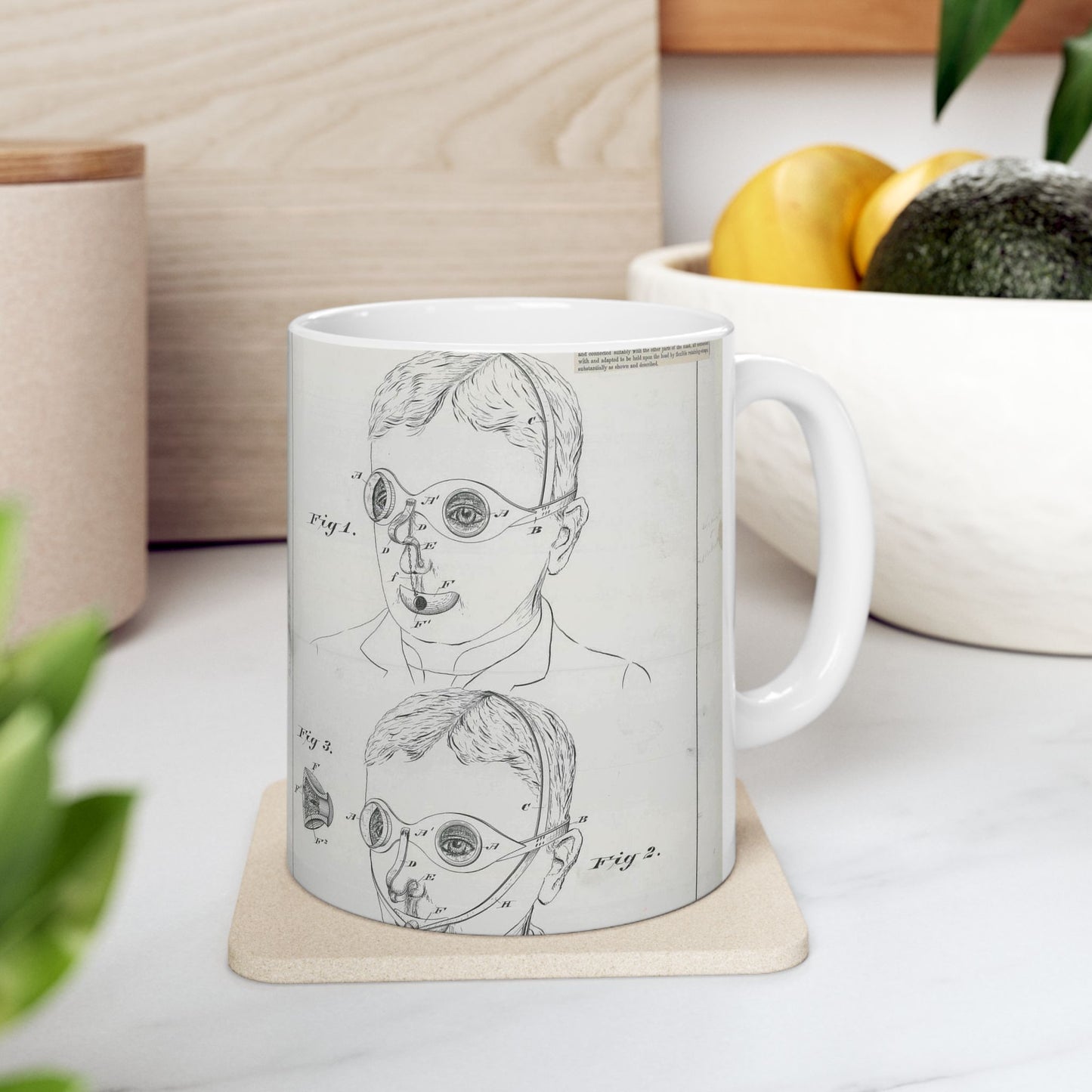 Patent drawing - for C. McIntosh's Fire Mask Public domain image Beautiful Novelty Ceramic Coffee Mug 11oz