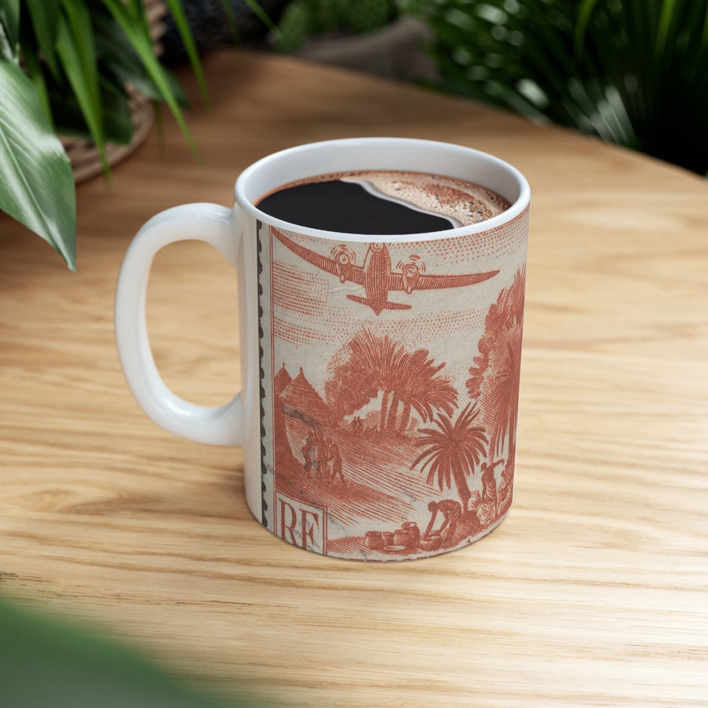 Frimärke ur Gösta Bodmans filatelistiska motivsamling, påbörjad 1950.Frimärke från Franska Ekvatorialafrika, 1947. Motiv av skördearbete. Beautiful Novelty Ceramic Coffee Mug 11oz